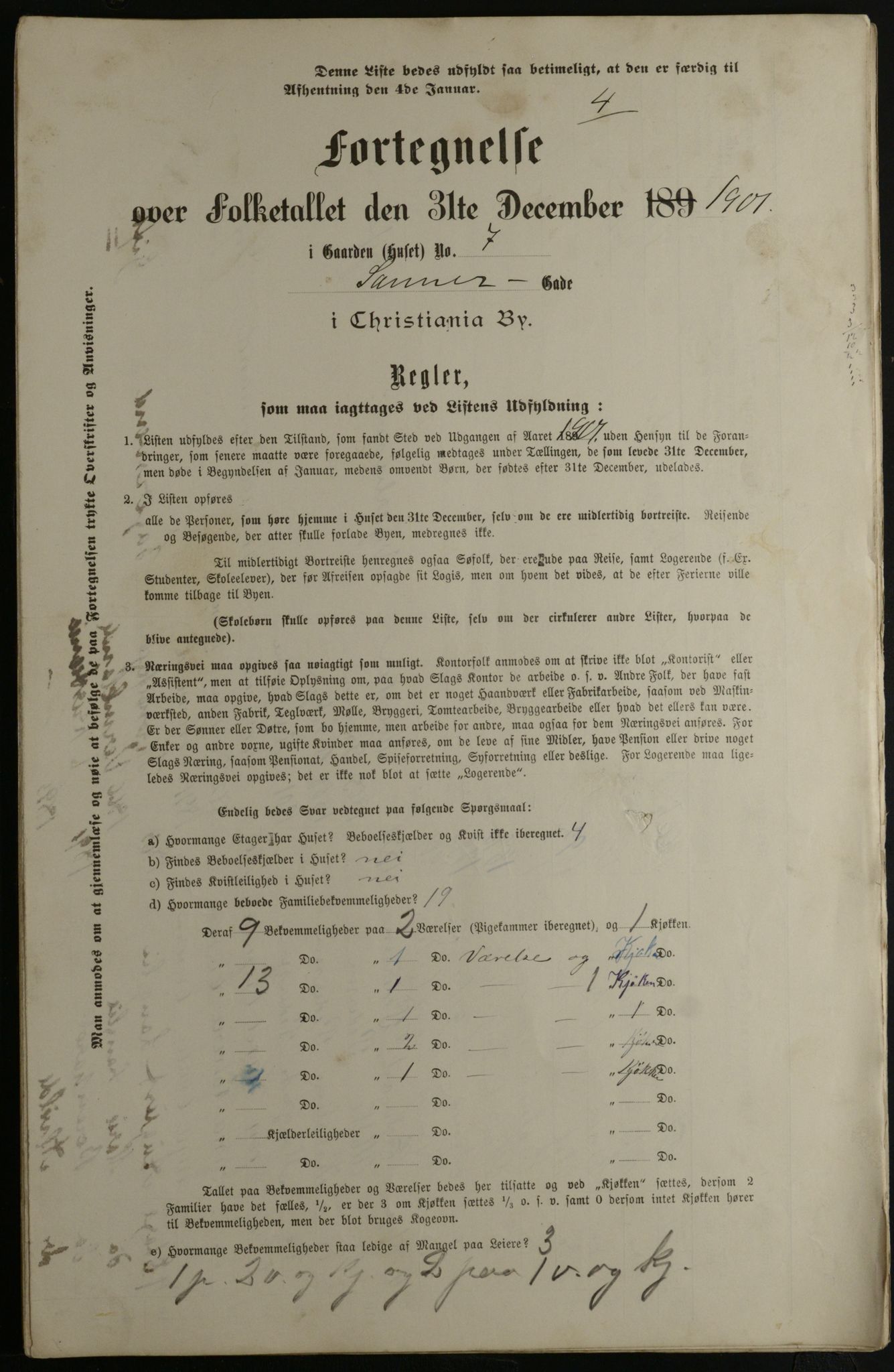 OBA, Municipal Census 1901 for Kristiania, 1901, p. 13713