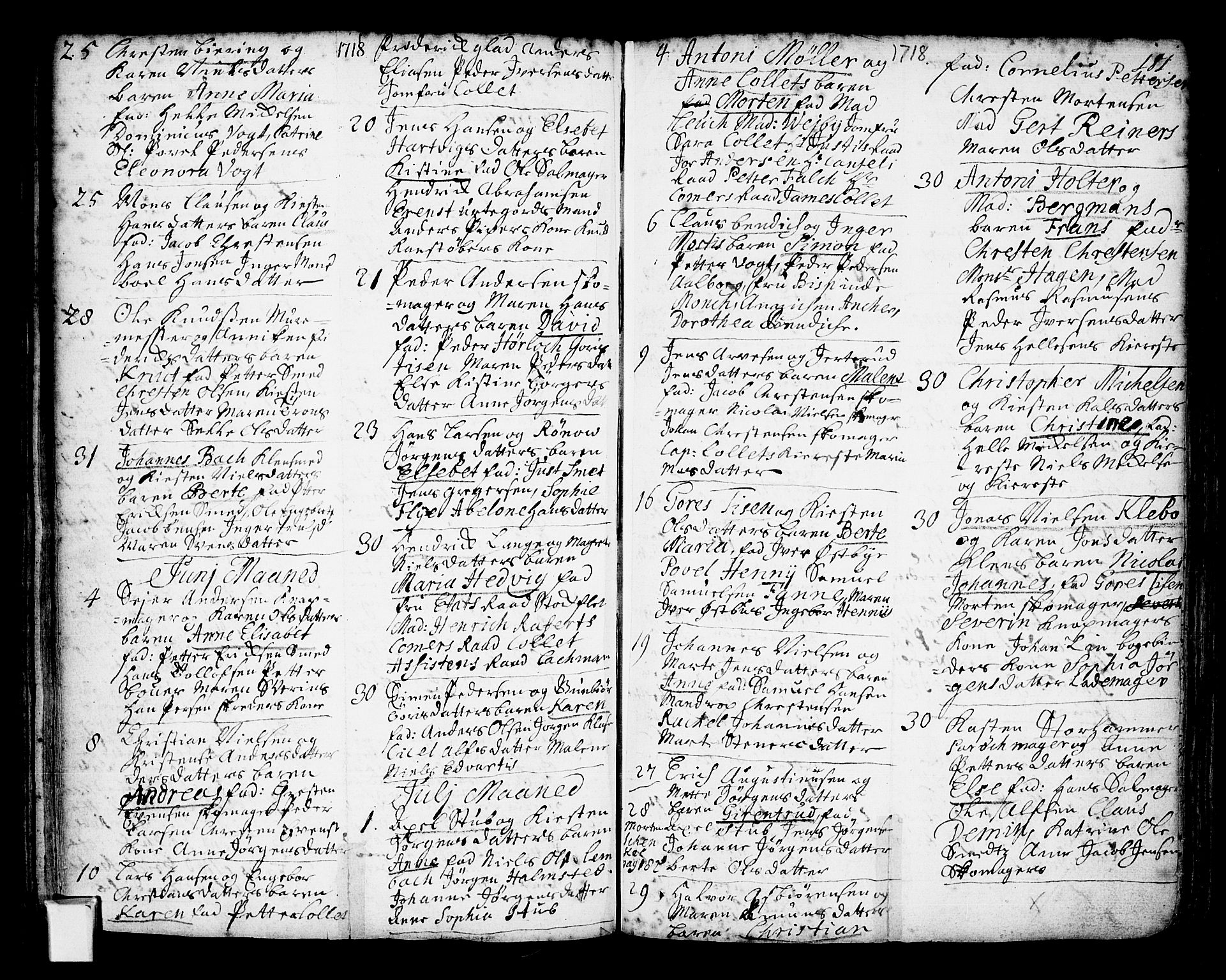 Oslo domkirke Kirkebøker, AV/SAO-A-10752/F/Fa/L0002: Parish register (official) no. 2, 1705-1730, p. 181