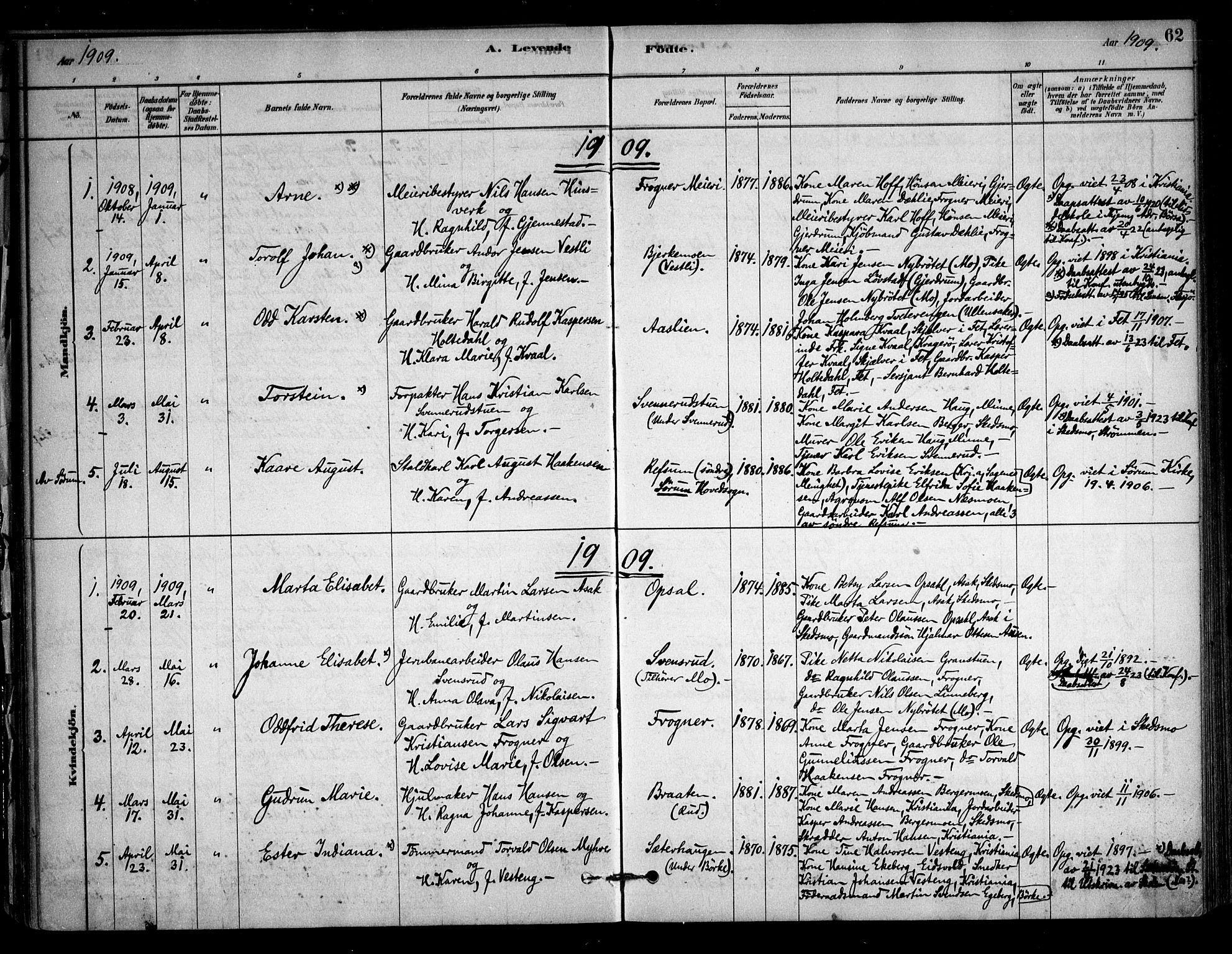 Sørum prestekontor Kirkebøker, AV/SAO-A-10303/F/Fb/L0001: Parish register (official) no. II 1, 1878-1915, p. 62