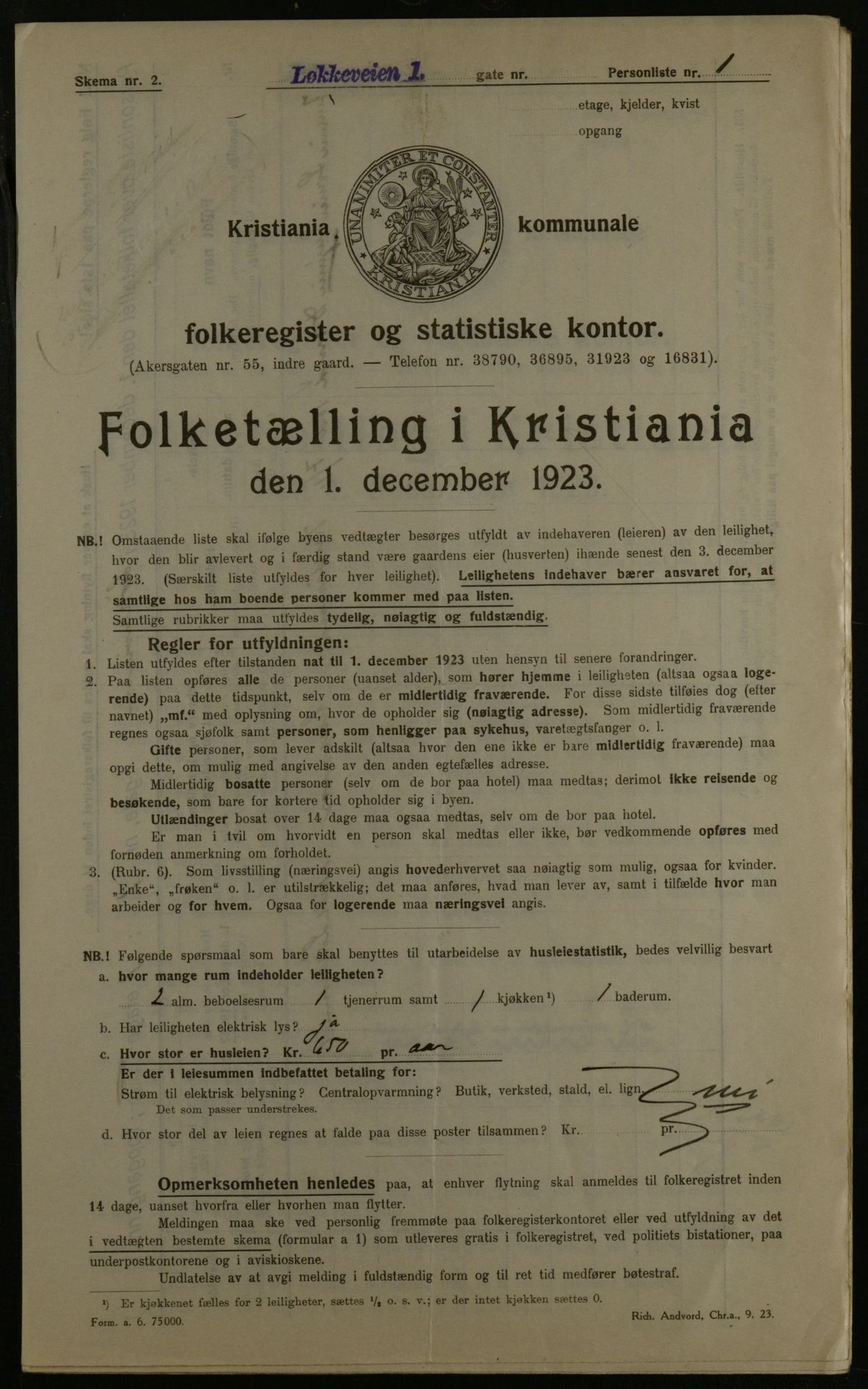 OBA, Municipal Census 1923 for Kristiania, 1923, p. 65212