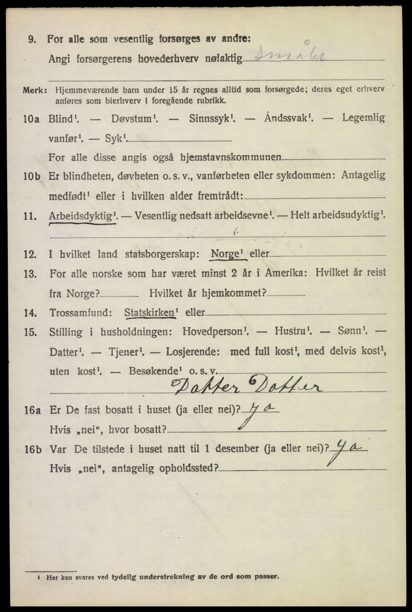 SAH, 1920 census for Brandval, 1920, p. 9909