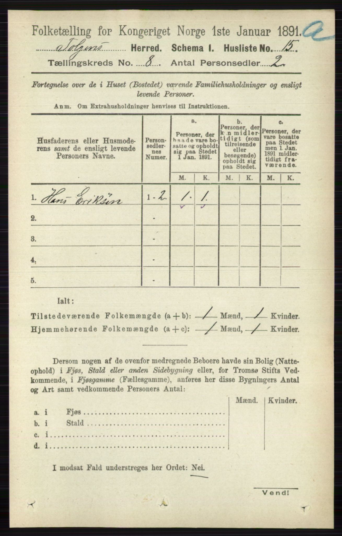 RA, 1891 census for 0436 Tolga, 1891, p. 2351