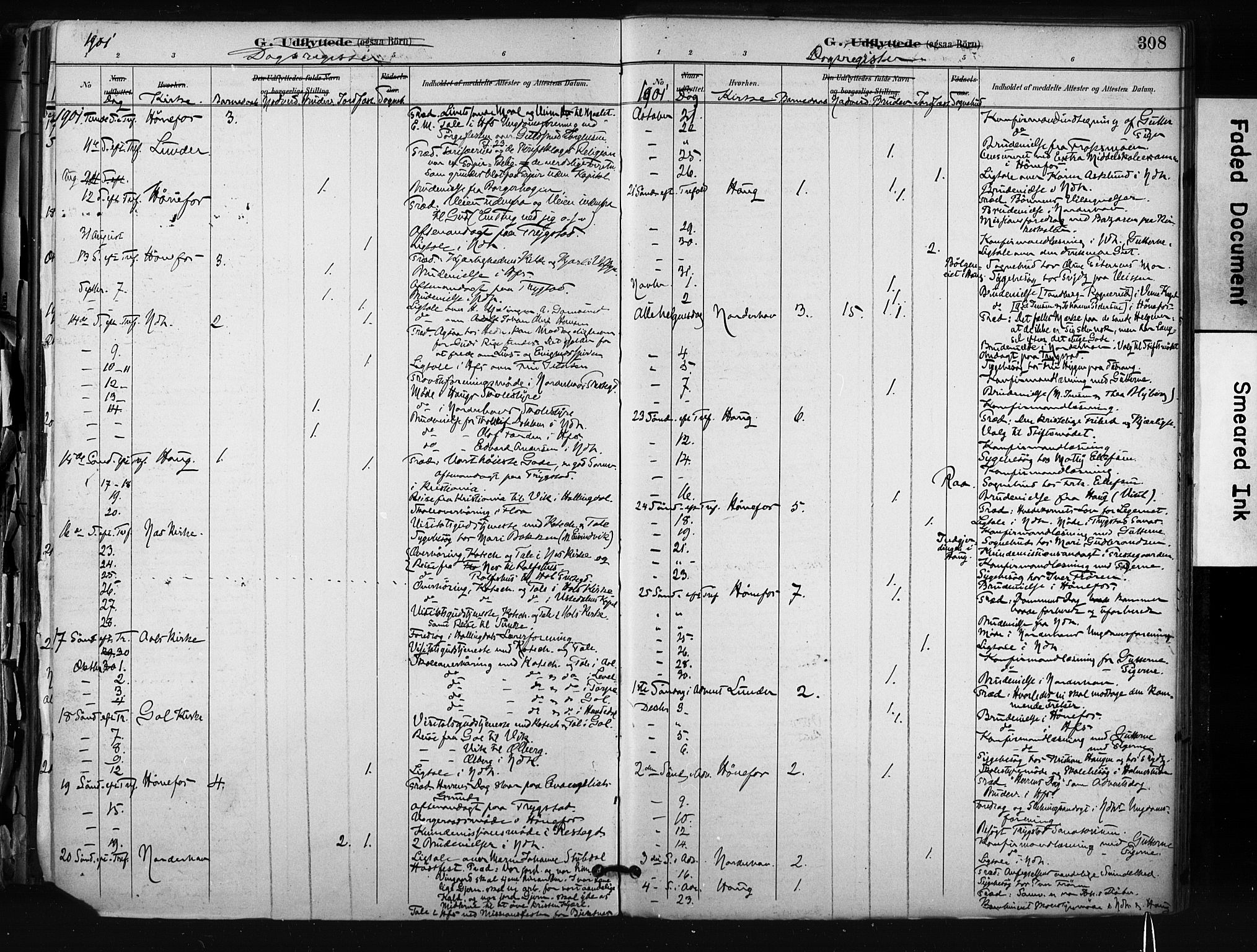 Hønefoss kirkebøker, AV/SAKO-A-609/F/Fa/L0002: Parish register (official) no. 2, 1887-1906, p. 308