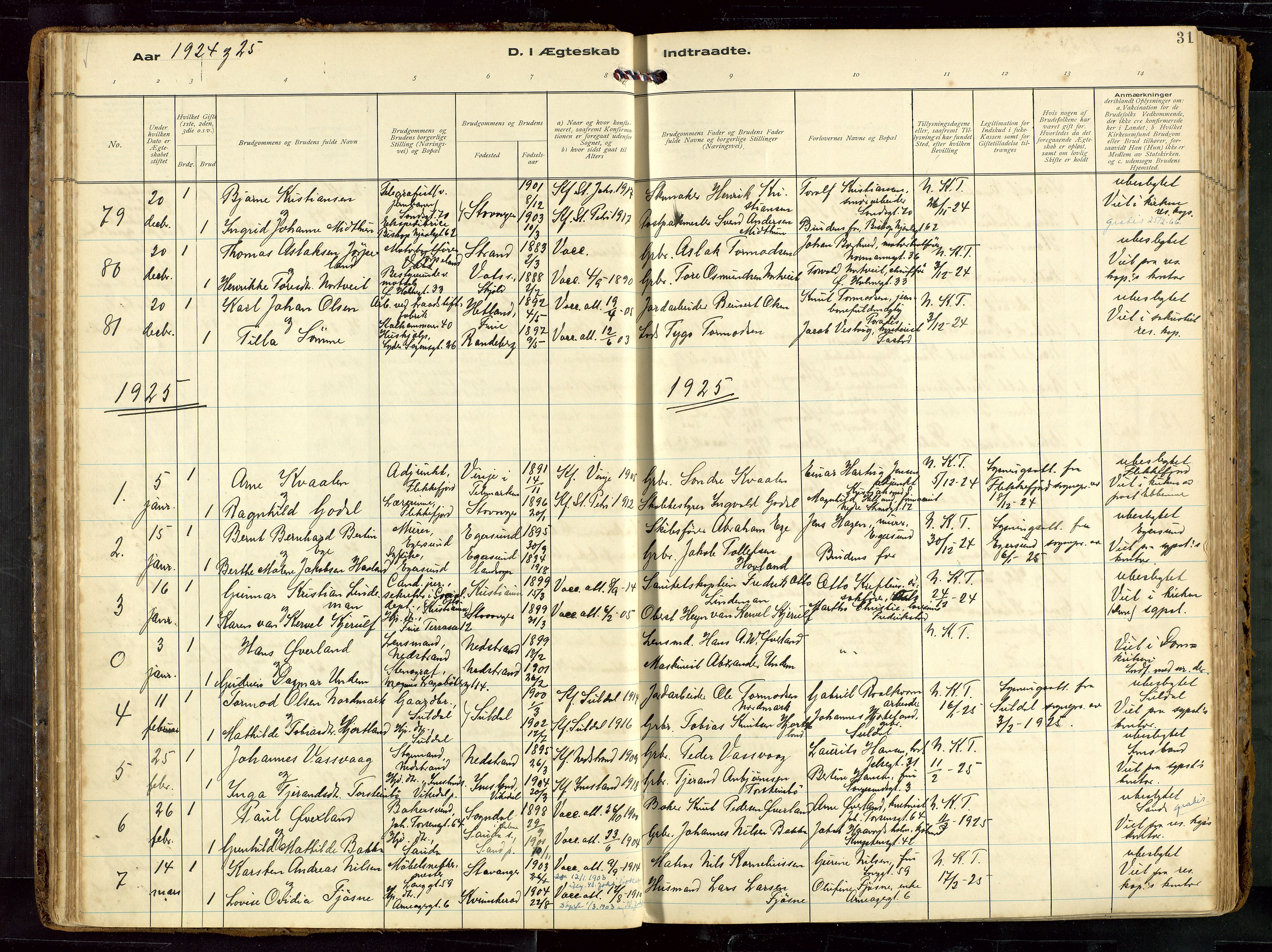 St. Petri sokneprestkontor, SAST/A-101813/002/D/L0002: Parish register (official) no. A 27, 1921-1942, p. 31