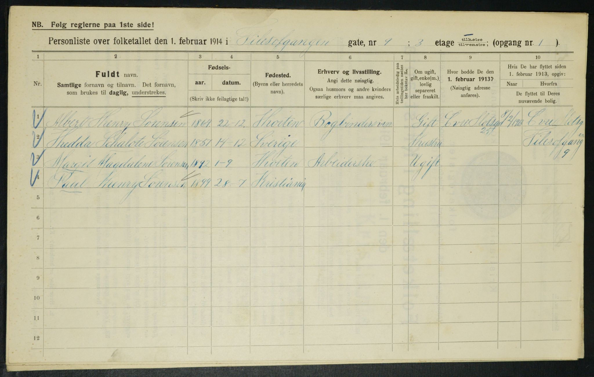 OBA, Municipal Census 1914 for Kristiania, 1914, p. 24421