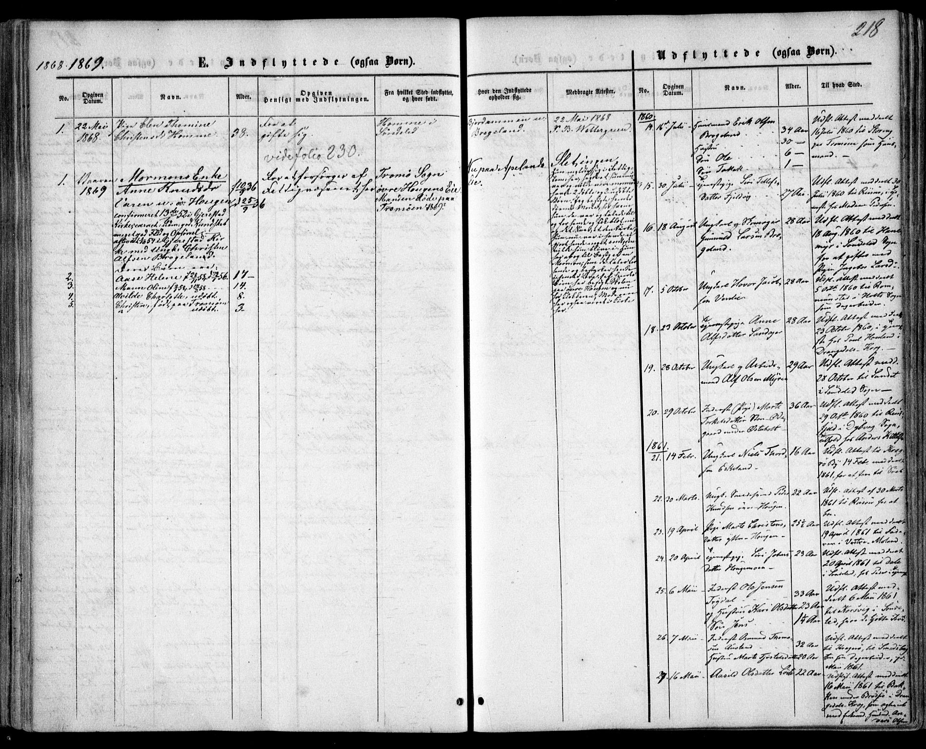 Gjerstad sokneprestkontor, AV/SAK-1111-0014/F/Fa/Faa/L0007: Parish register (official) no. A 7, 1858-1875, p. 218