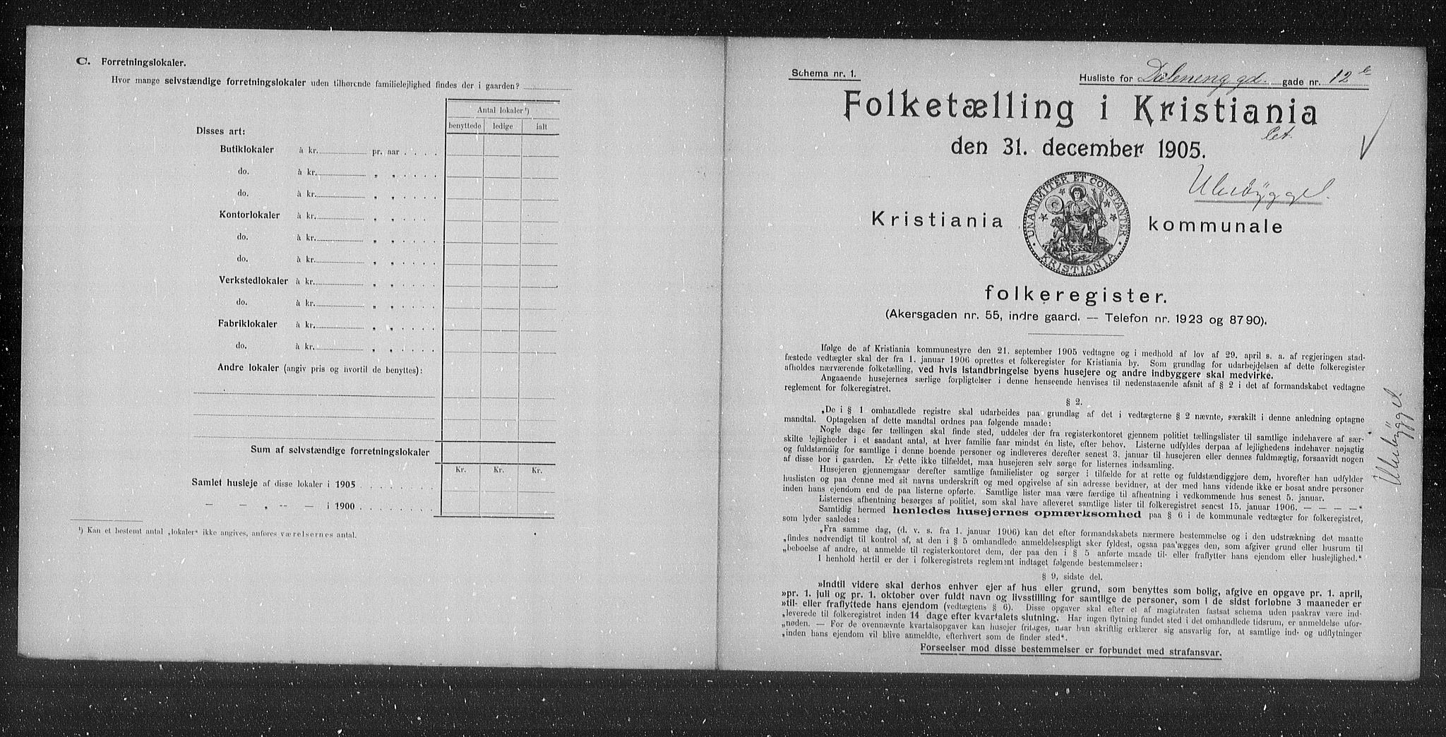 OBA, Municipal Census 1905 for Kristiania, 1905, p. 9169