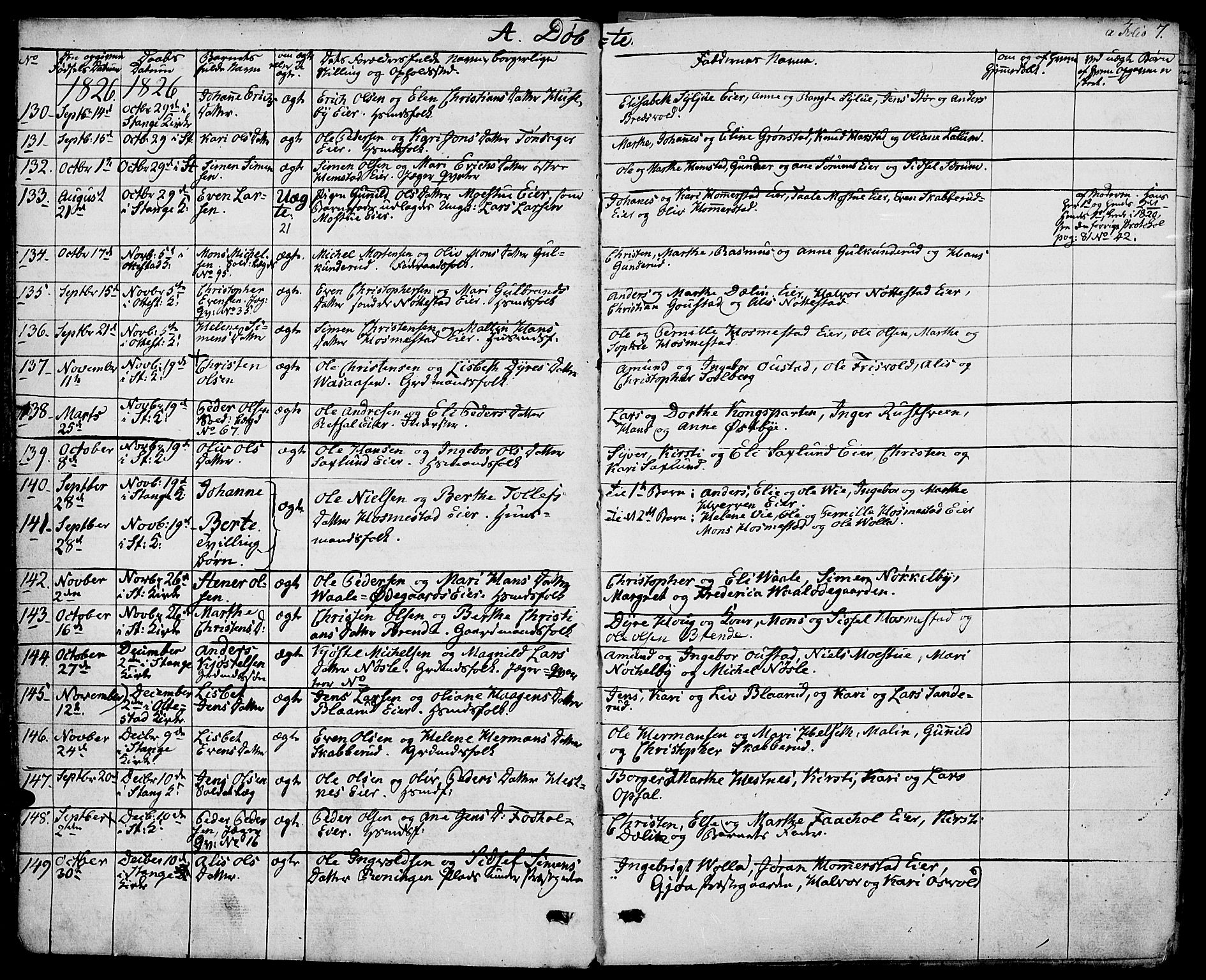 Stange prestekontor, SAH/PREST-002/K/L0009: Parish register (official) no. 9, 1826-1835, p. 7