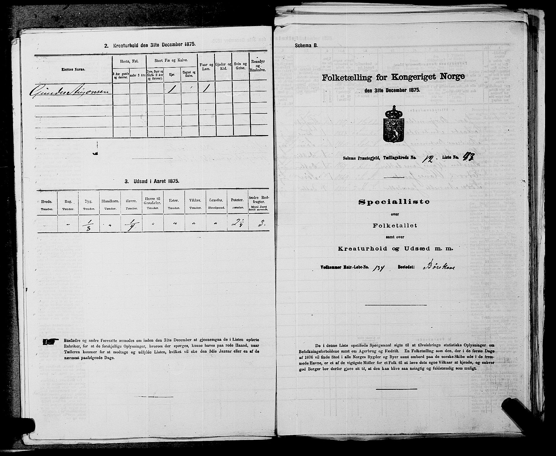 SAKO, 1875 census for 0818P Solum, 1875, p. 1792