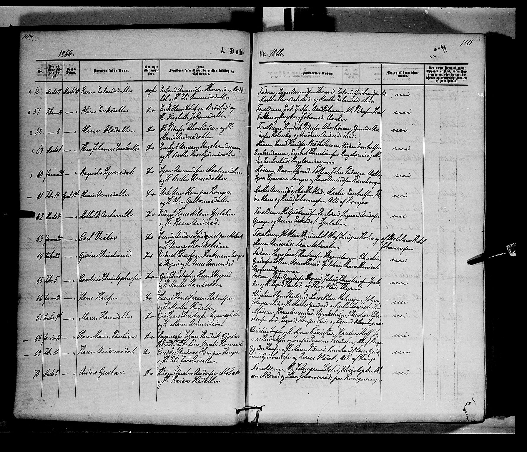 Vinger prestekontor, AV/SAH-PREST-024/H/Ha/Haa/L0011: Parish register (official) no. 11, 1862-1870, p. 110