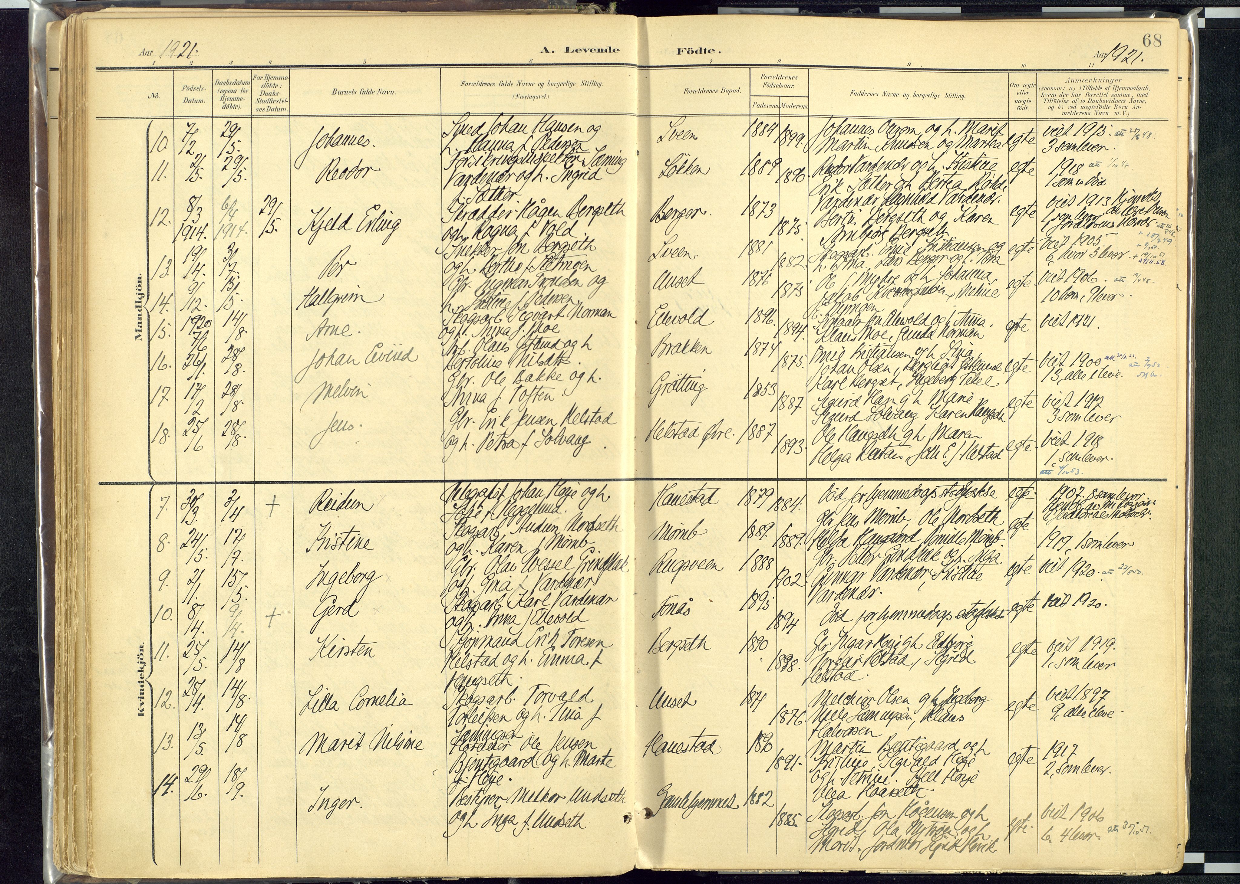 Rendalen prestekontor, AV/SAH-PREST-054/H/Ha/Haa/L0012: Parish register (official) no. 12, 1901-1928, p. 68