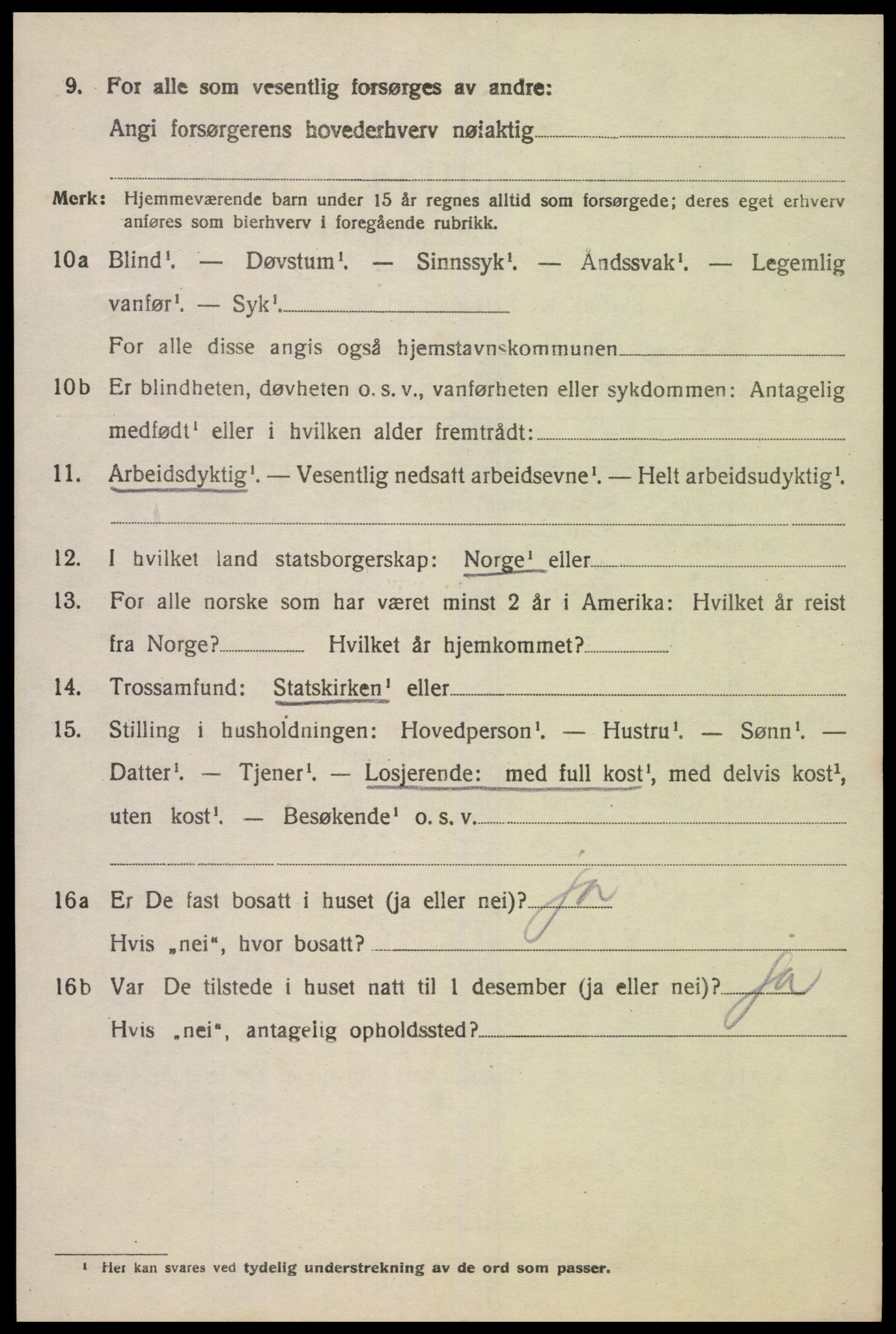 SAK, 1920 census for Lyngdal, 1920, p. 3908