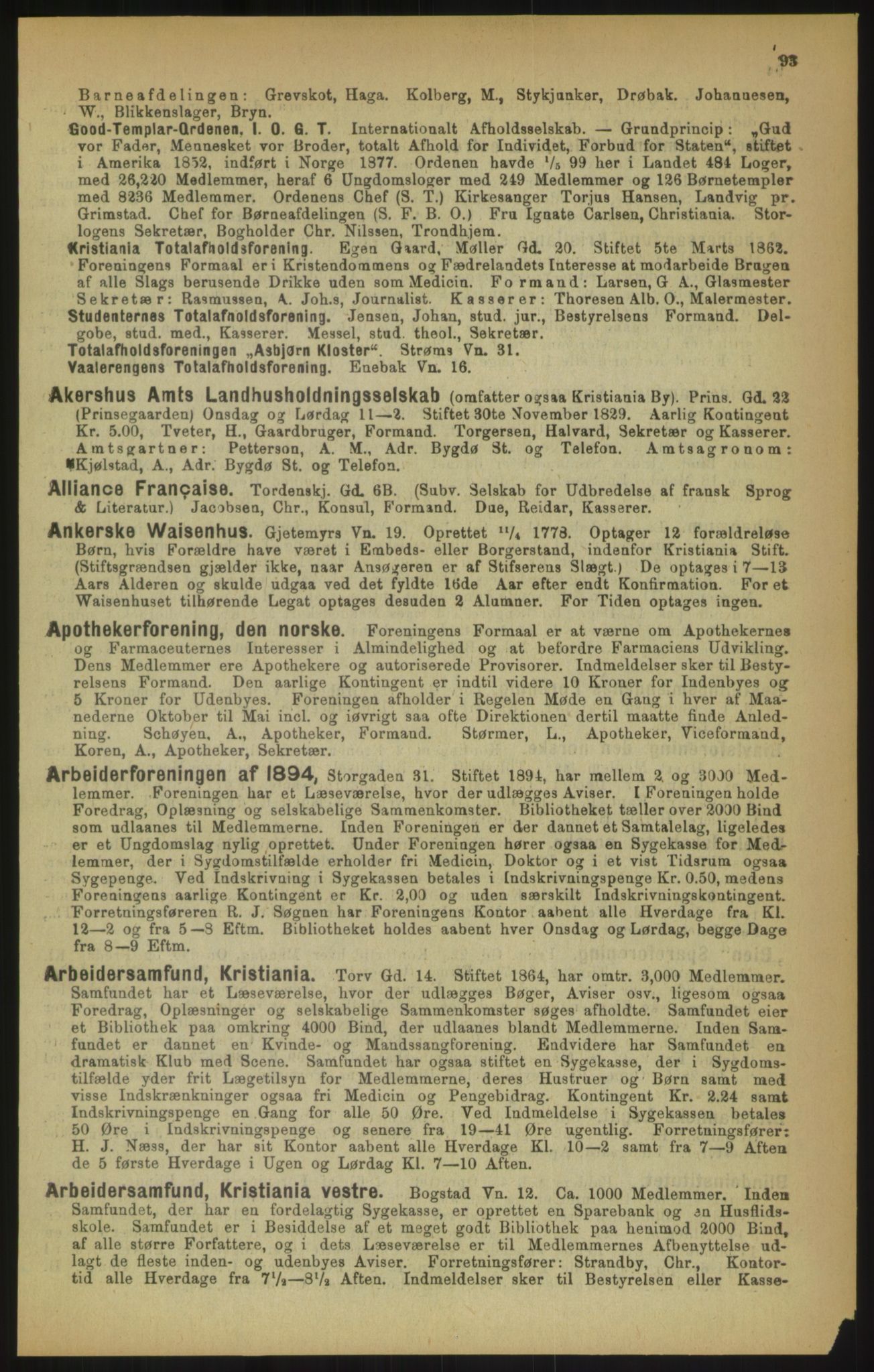 Kristiania/Oslo adressebok, PUBL/-, 1900, p. 93