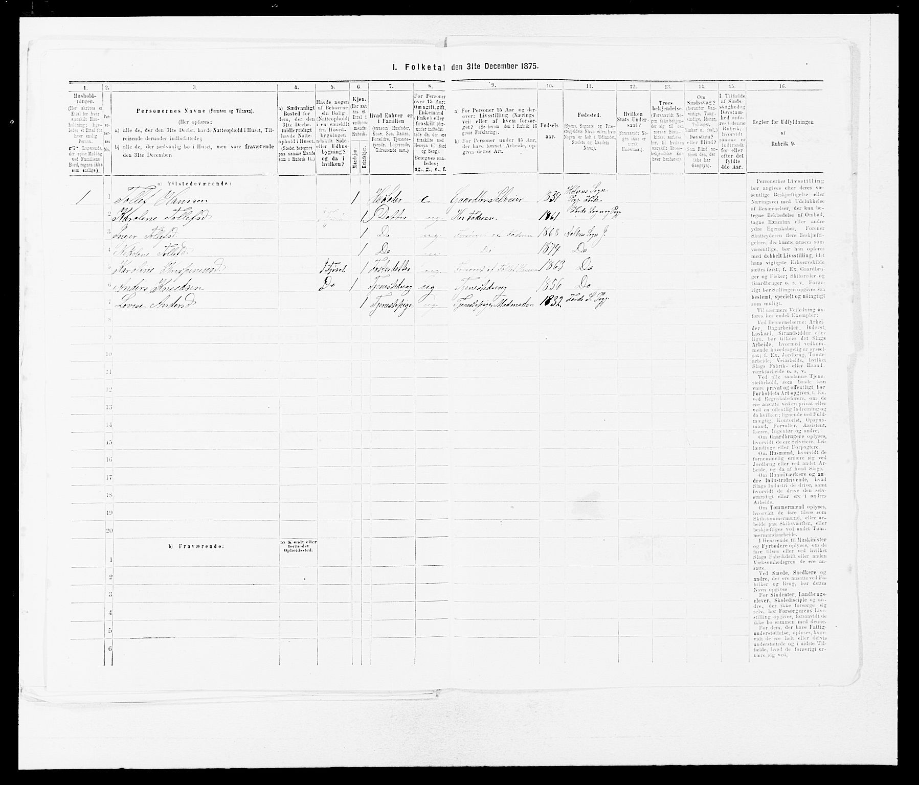 SAB, 1875 census for 1431P Jølster, 1875, p. 697