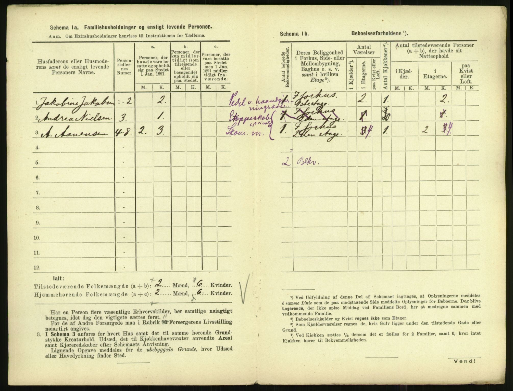 RA, 1891 census for 1001 Kristiansand, 1891, p. 2105