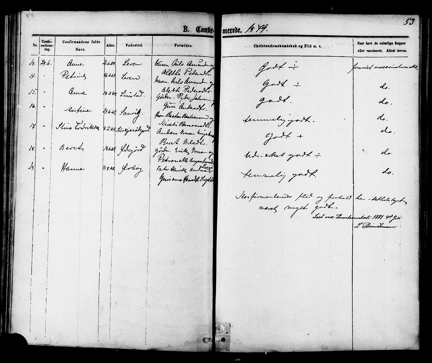 Ministerialprotokoller, klokkerbøker og fødselsregistre - Møre og Romsdal, AV/SAT-A-1454/577/L0895: Parish register (official) no. 577A02, 1875-1879, p. 53