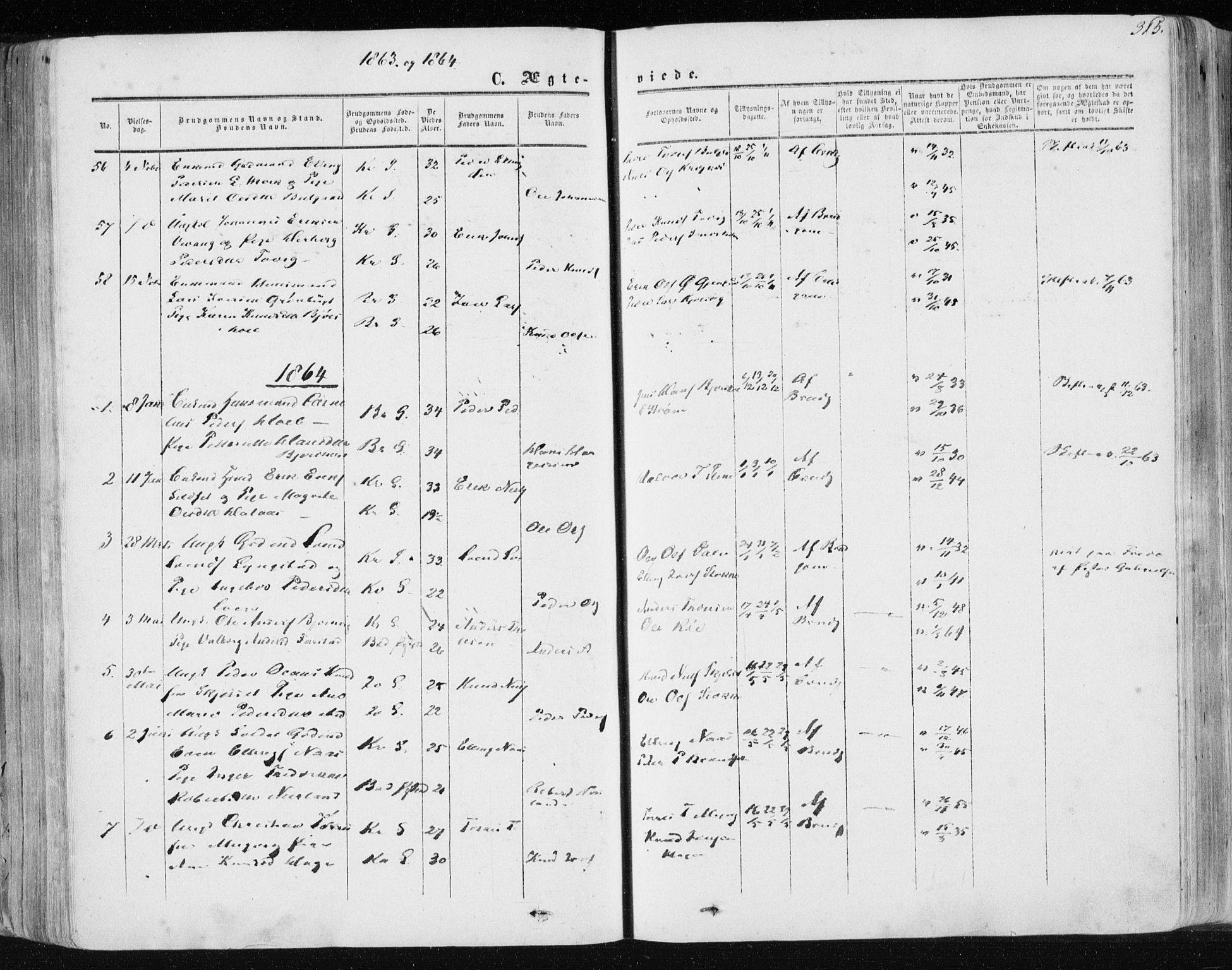 Ministerialprotokoller, klokkerbøker og fødselsregistre - Møre og Romsdal, SAT/A-1454/568/L0804: Parish register (official) no. 568A11, 1854-1868, p. 315
