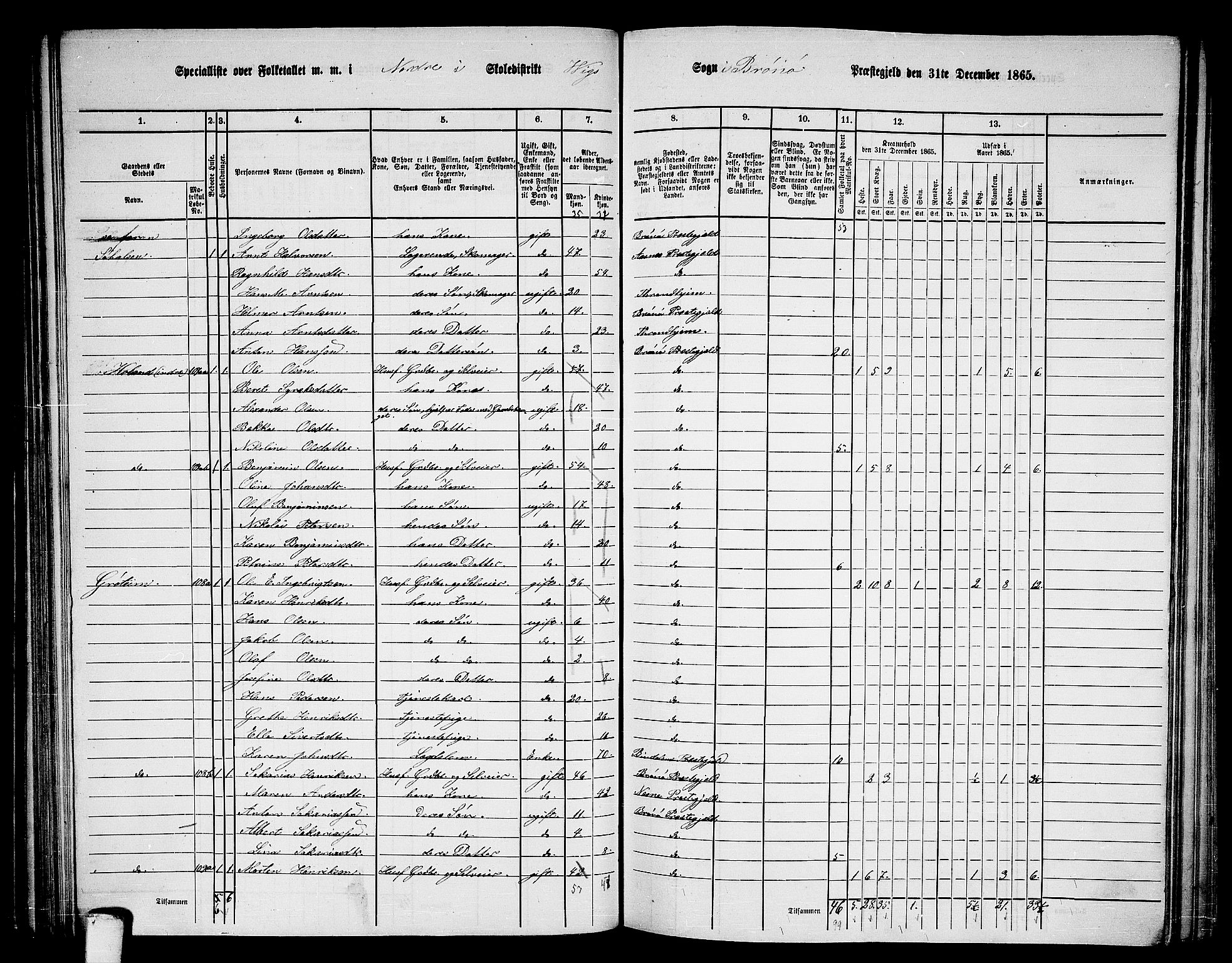 RA, 1865 census for Brønnøy, 1865, p. 76