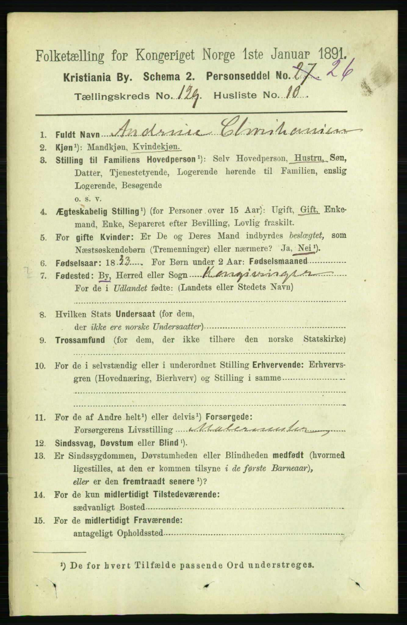 RA, 1891 census for 0301 Kristiania, 1891, p. 69462