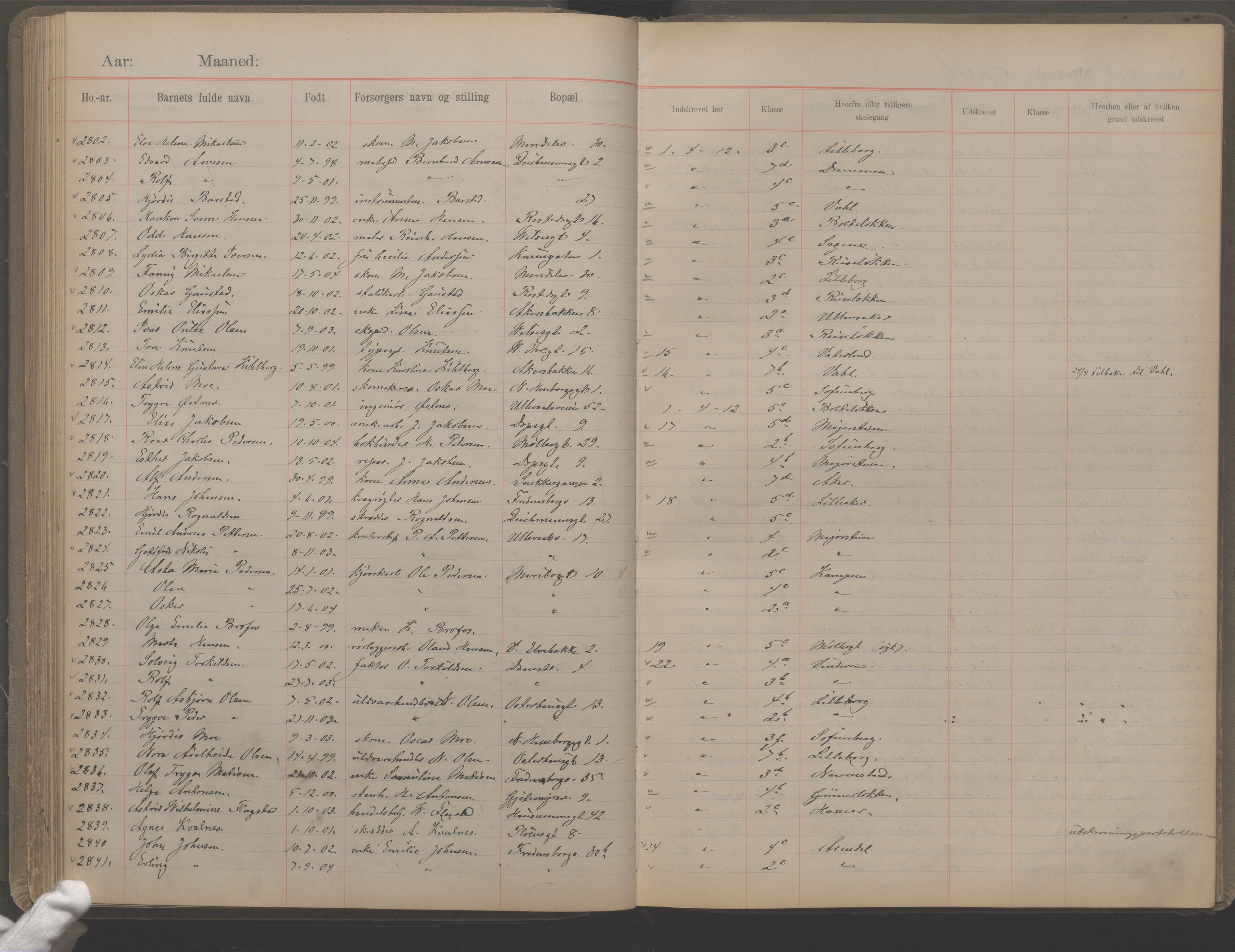 Møllergata skole, OBA/A-20129/F/Fa/L0002: Ut-/innskrivningsprotokoll, 1907-1932, p. 75