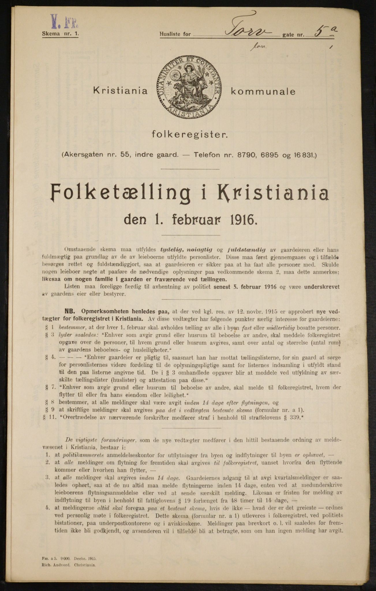 OBA, Municipal Census 1916 for Kristiania, 1916, p. 117112