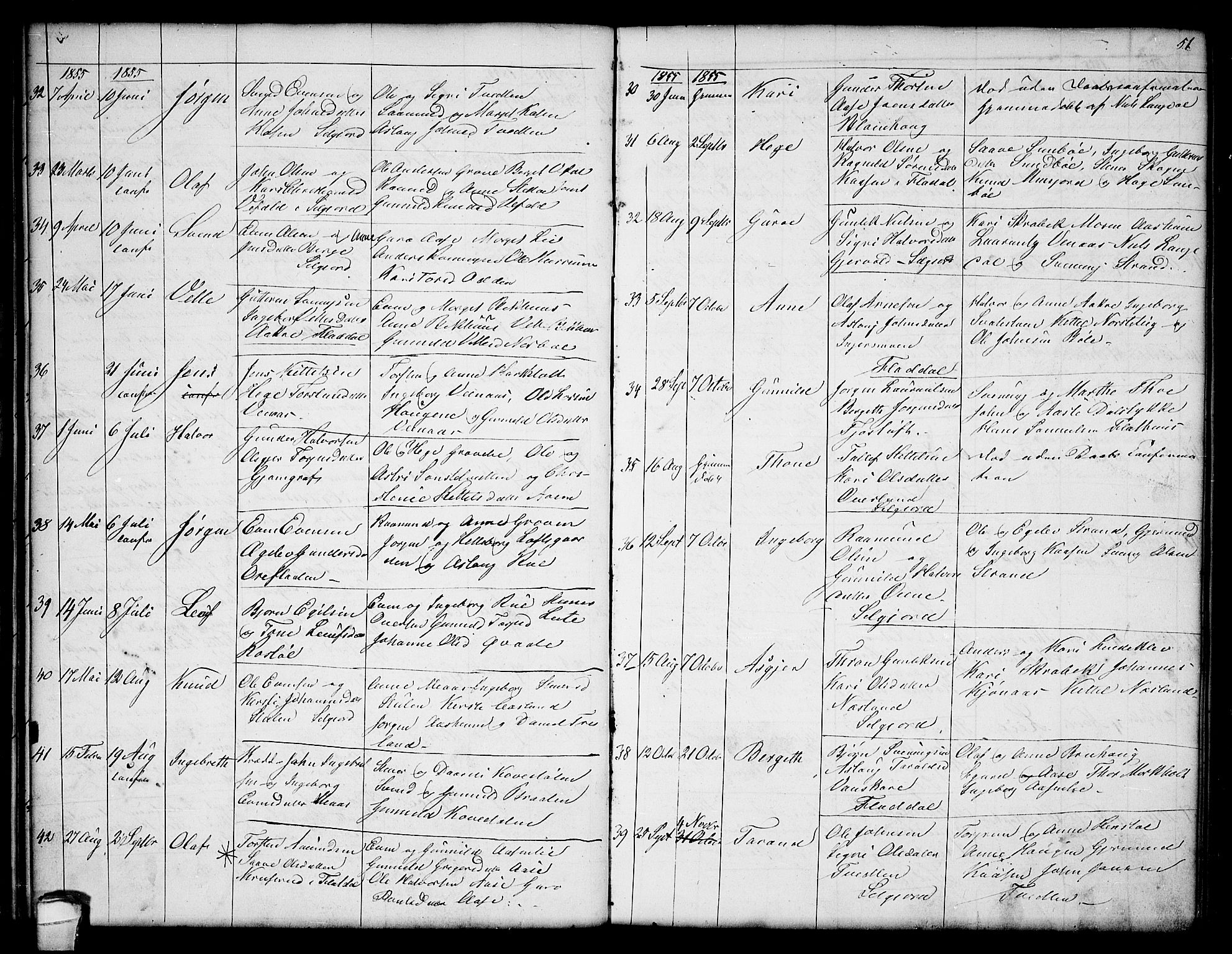 Seljord kirkebøker, AV/SAKO-A-20/G/Ga/L0002: Parish register (copy) no. I 2, 1838-1866, p. 51