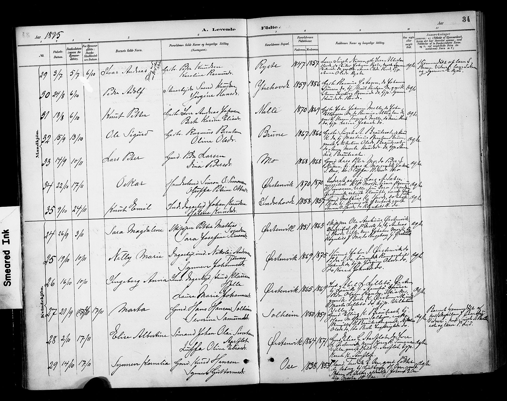 Ministerialprotokoller, klokkerbøker og fødselsregistre - Møre og Romsdal, AV/SAT-A-1454/513/L0177: Parish register (official) no. 513A04, 1890-1906, p. 34