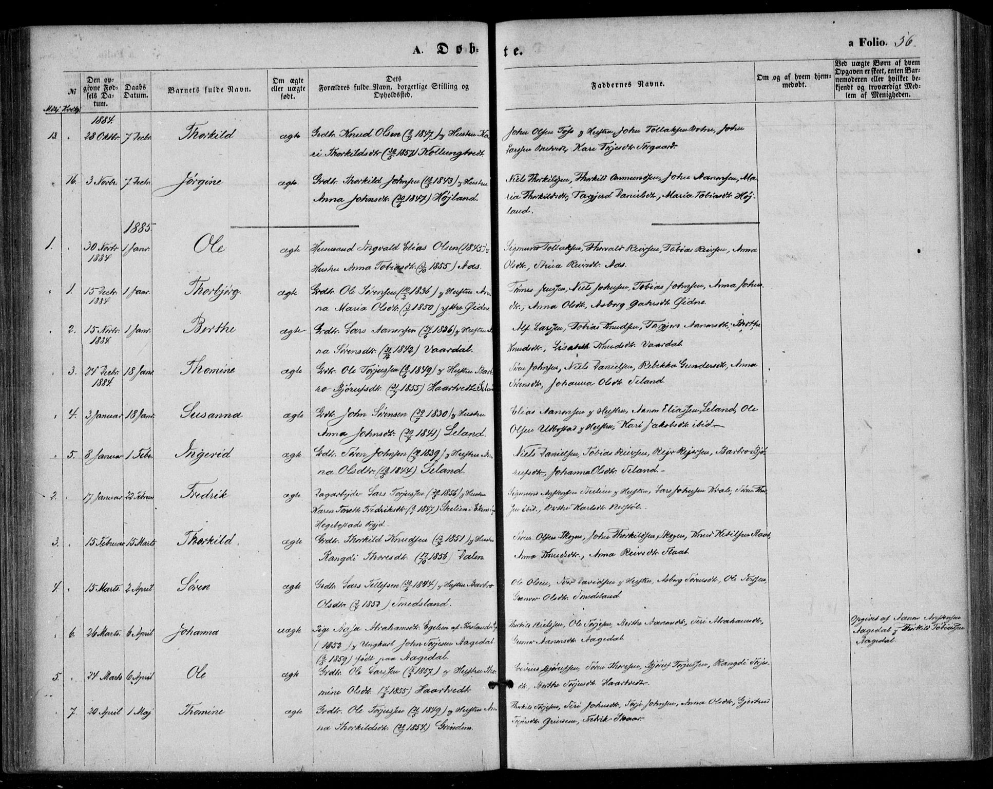 Bjelland sokneprestkontor, SAK/1111-0005/F/Fa/Fac/L0002: Parish register (official) no. A 2, 1866-1887, p. 56