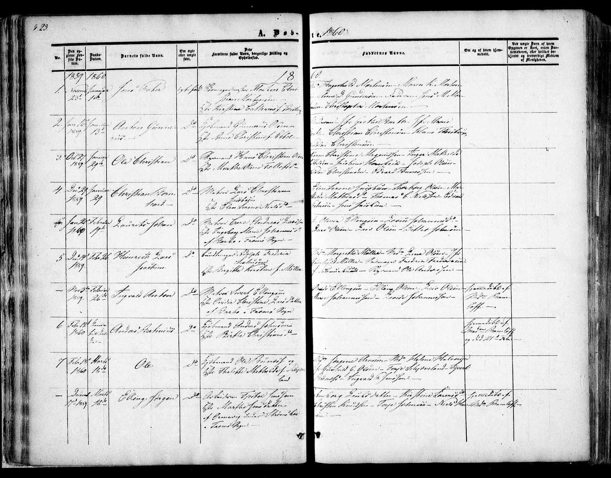 Arendal sokneprestkontor, Trefoldighet, AV/SAK-1111-0040/F/Fa/L0006: Parish register (official) no. A 6, 1855-1868, p. 23