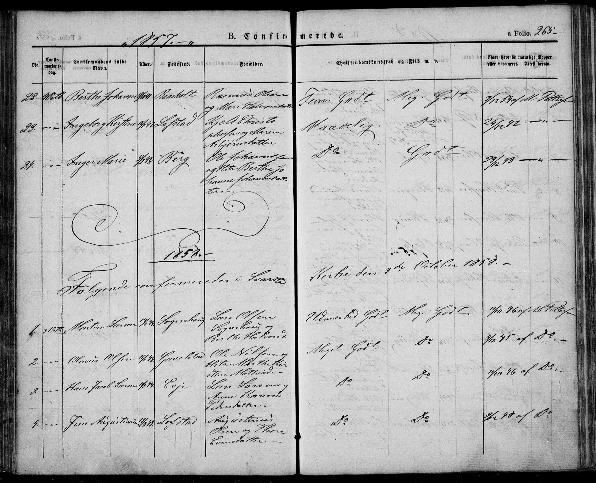 Lardal kirkebøker, AV/SAKO-A-350/F/Fa/L0006: Parish register (official) no. I 6, 1835-1860, p. 265