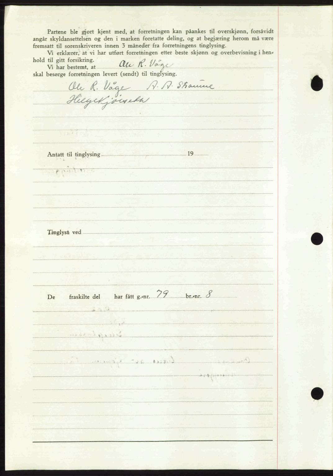 Romsdal sorenskriveri, AV/SAT-A-4149/1/2/2C: Mortgage book no. A23, 1947-1947, Diary no: : 1037/1947