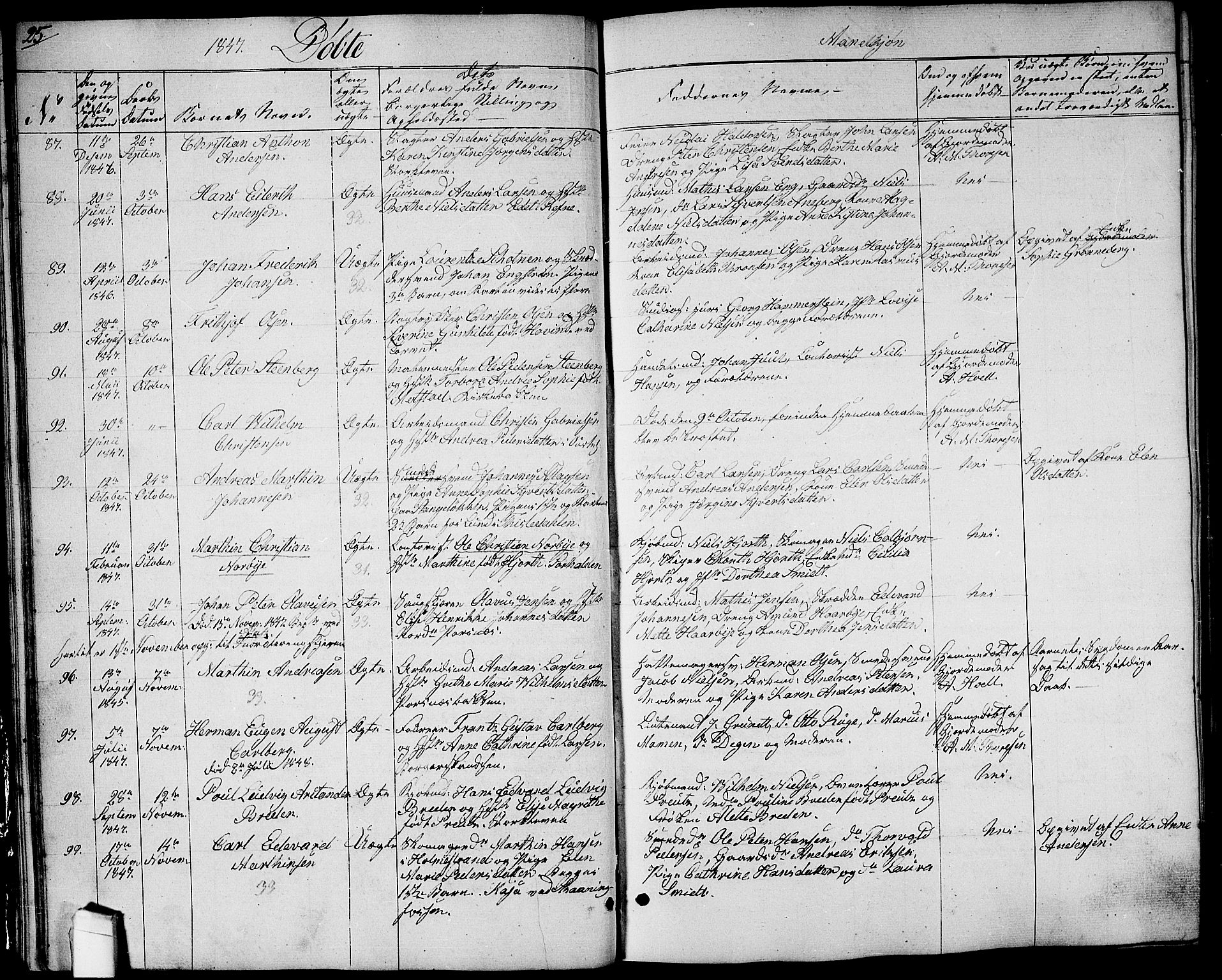 Halden prestekontor Kirkebøker, SAO/A-10909/G/Ga/L0004: Parish register (copy) no. 4, 1845-1854, p. 25