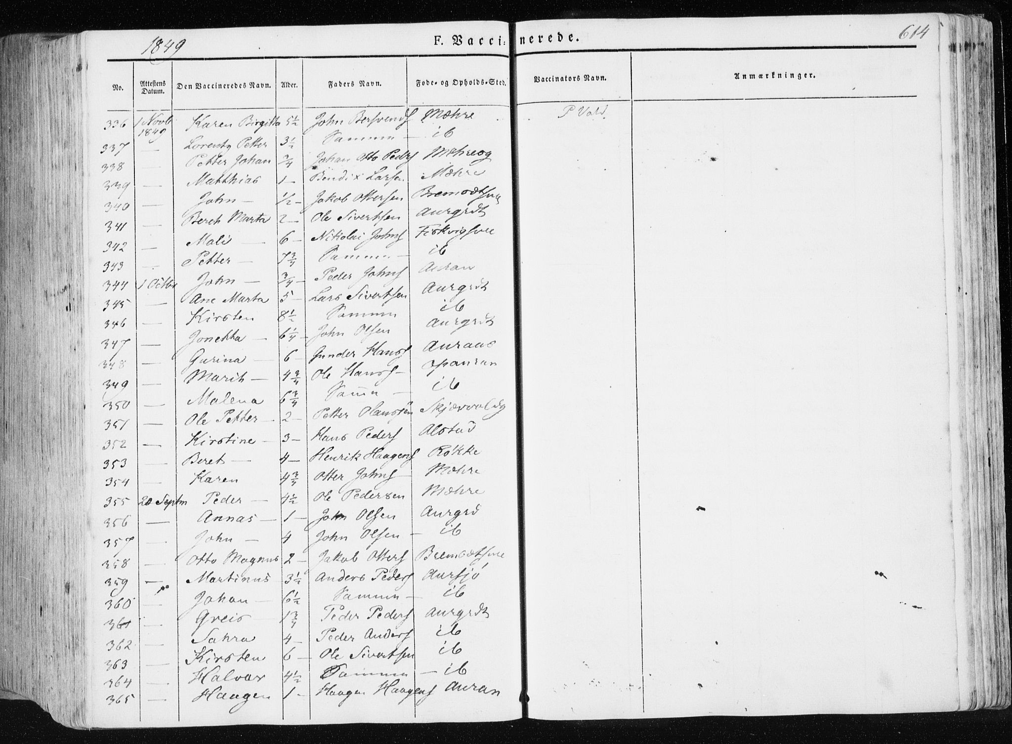 Ministerialprotokoller, klokkerbøker og fødselsregistre - Nord-Trøndelag, SAT/A-1458/709/L0074: Parish register (official) no. 709A14, 1845-1858, p. 614