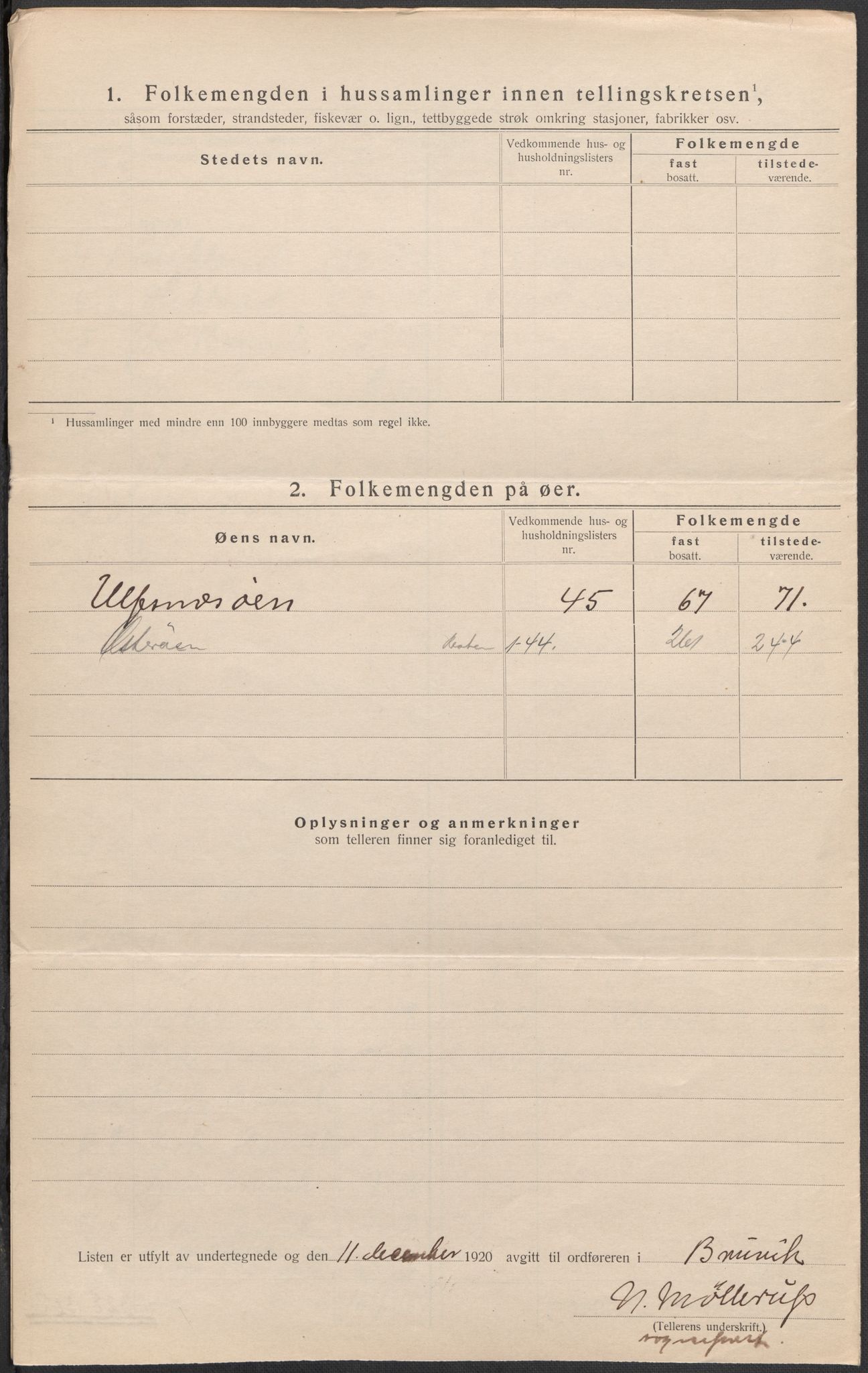 SAB, 1920 census for Bruvik, 1920, p. 14