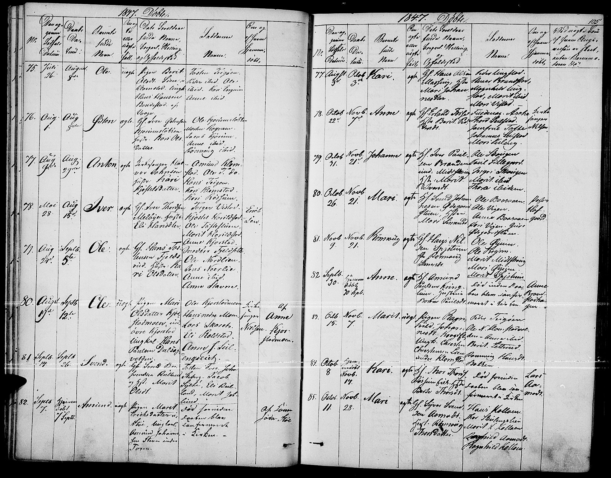 Fron prestekontor, AV/SAH-PREST-078/H/Ha/Haa/L0004: Parish register (official) no. 4, 1839-1848, p. 105