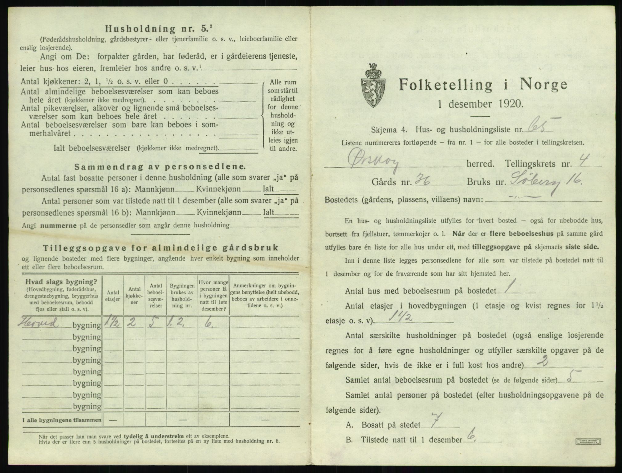 SAT, 1920 census for Ørskog, 1920, p. 426