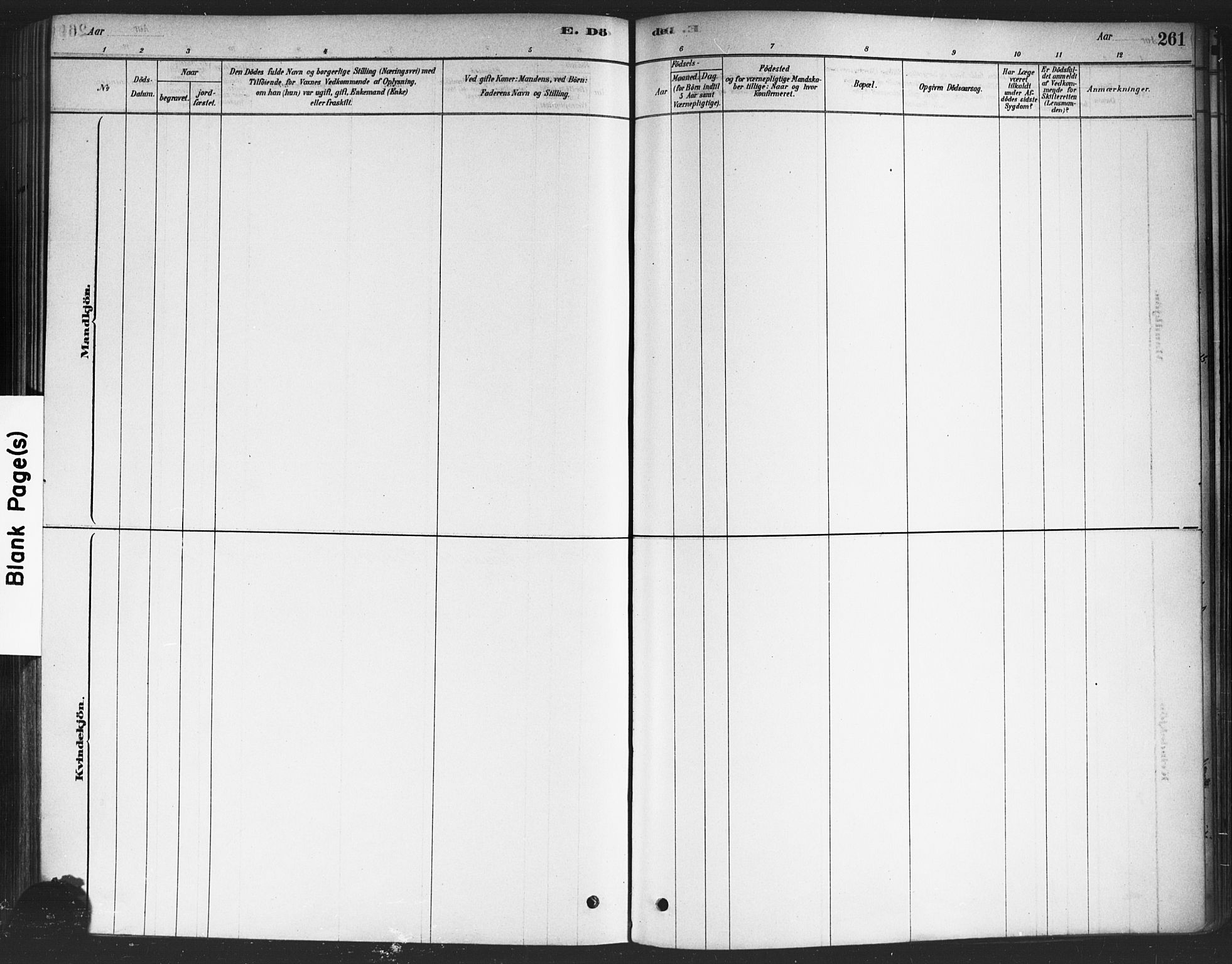 Drøbak prestekontor Kirkebøker, AV/SAO-A-10142a/F/Fc/L0002: Parish register (official) no. III 2, 1878-1891, p. 261