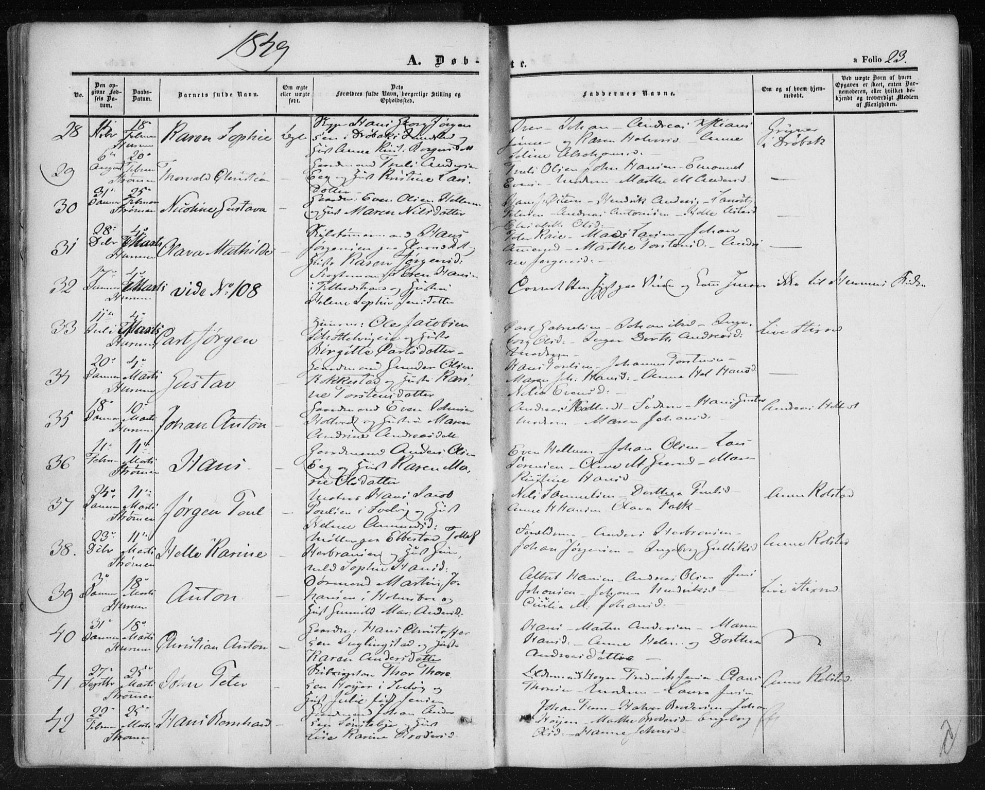 Hurum kirkebøker, AV/SAKO-A-229/F/Fa/L0011: Parish register (official) no. 11, 1847-1860, p. 23