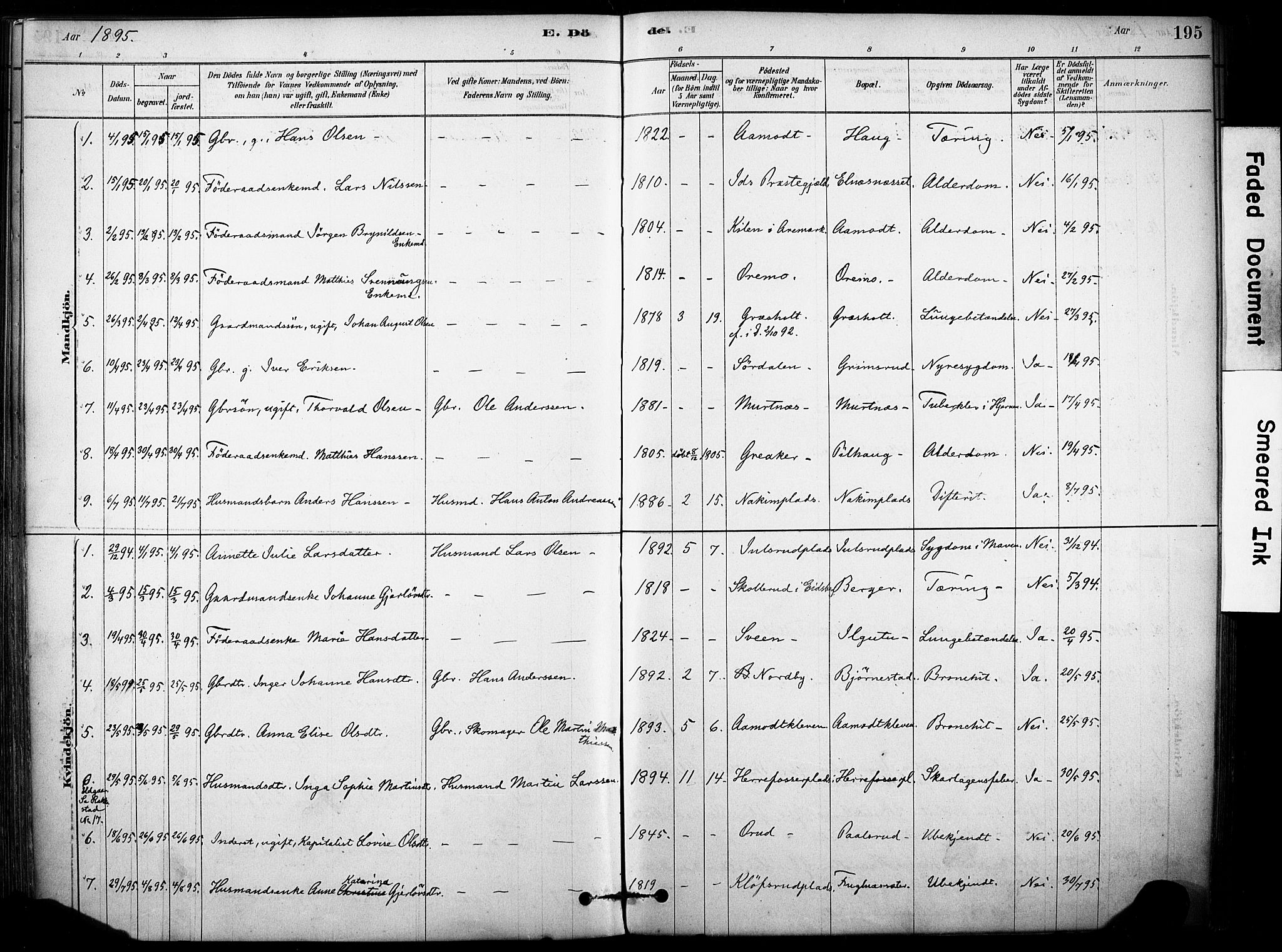 Rakkestad prestekontor Kirkebøker, AV/SAO-A-2008/F/Fb/L0001: Parish register (official) no. II 1, 1878-1899, p. 195