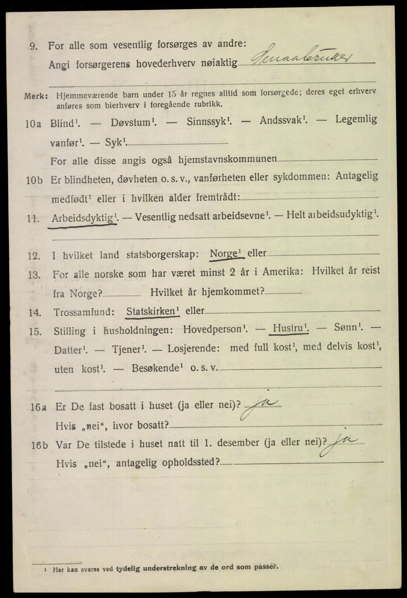 SAH, 1920 census for Kvikne, 1920, p. 2073