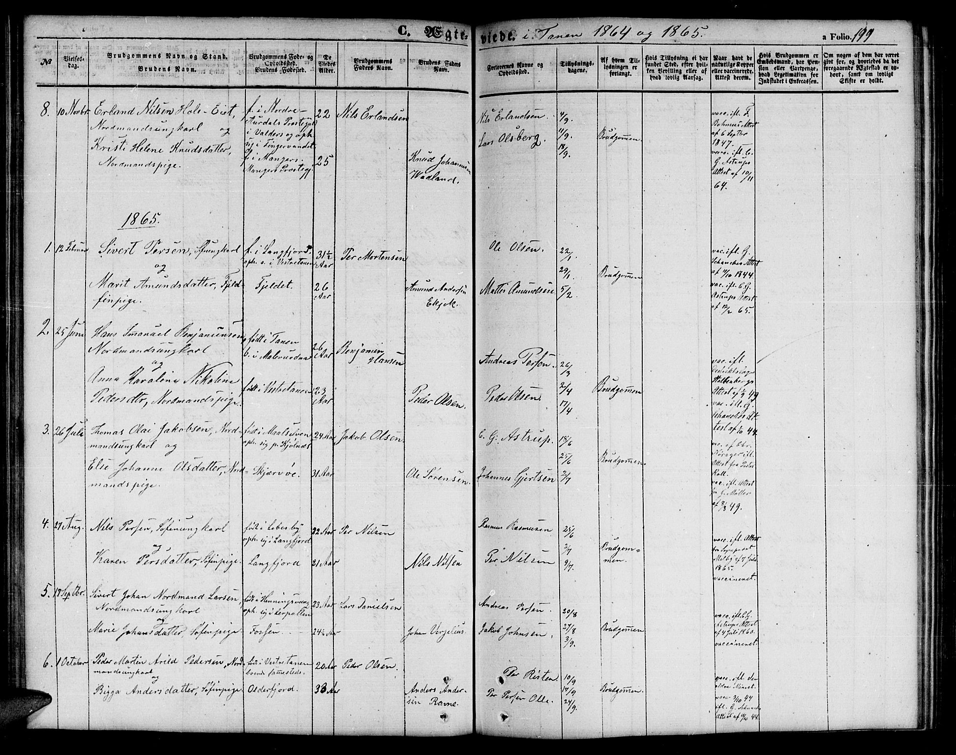Tana sokneprestkontor, SATØ/S-1334/H/Hb/L0001klokker: Parish register (copy) no. 1 /1, 1853-1867, p. 199