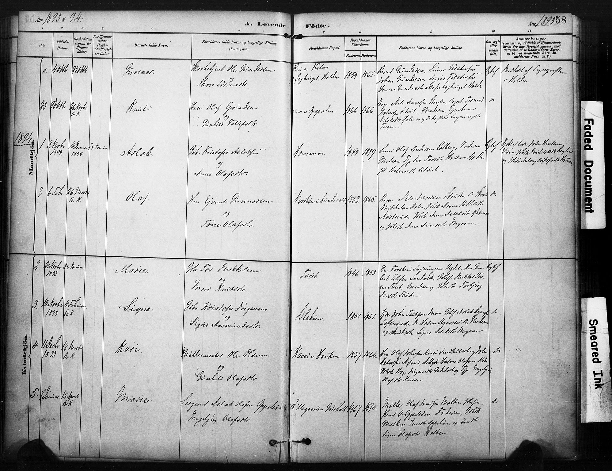 Kviteseid kirkebøker, SAKO/A-276/F/Fa/L0008: Parish register (official) no. I 8, 1882-1903, p. 58