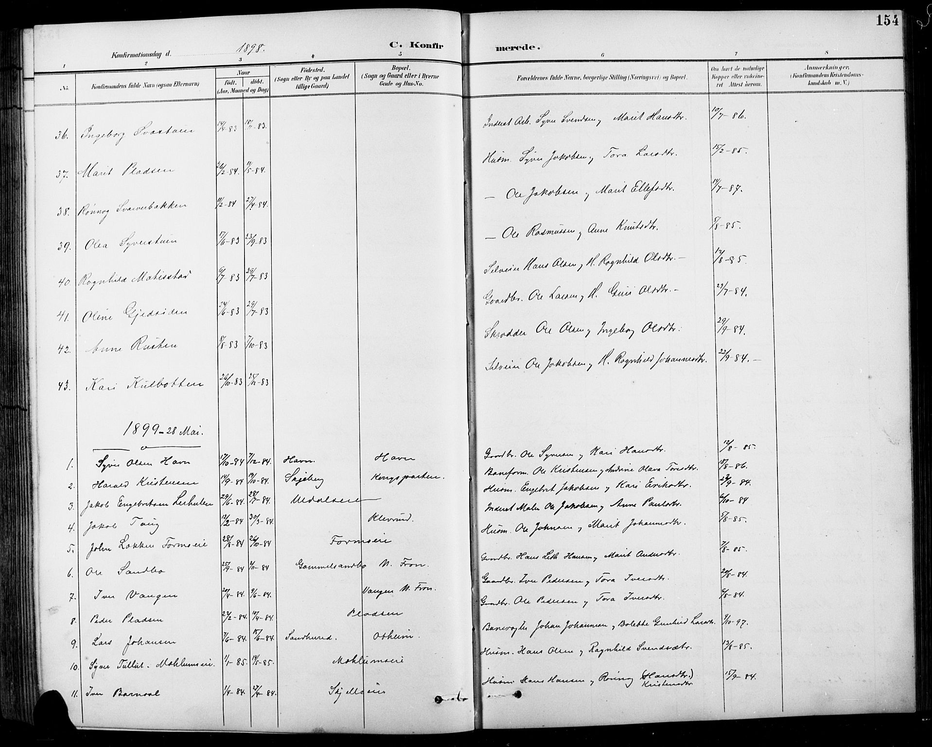 Sel prestekontor, AV/SAH-PREST-074/H/Ha/Hab/L0001: Parish register (copy) no. 1, 1894-1923, p. 154