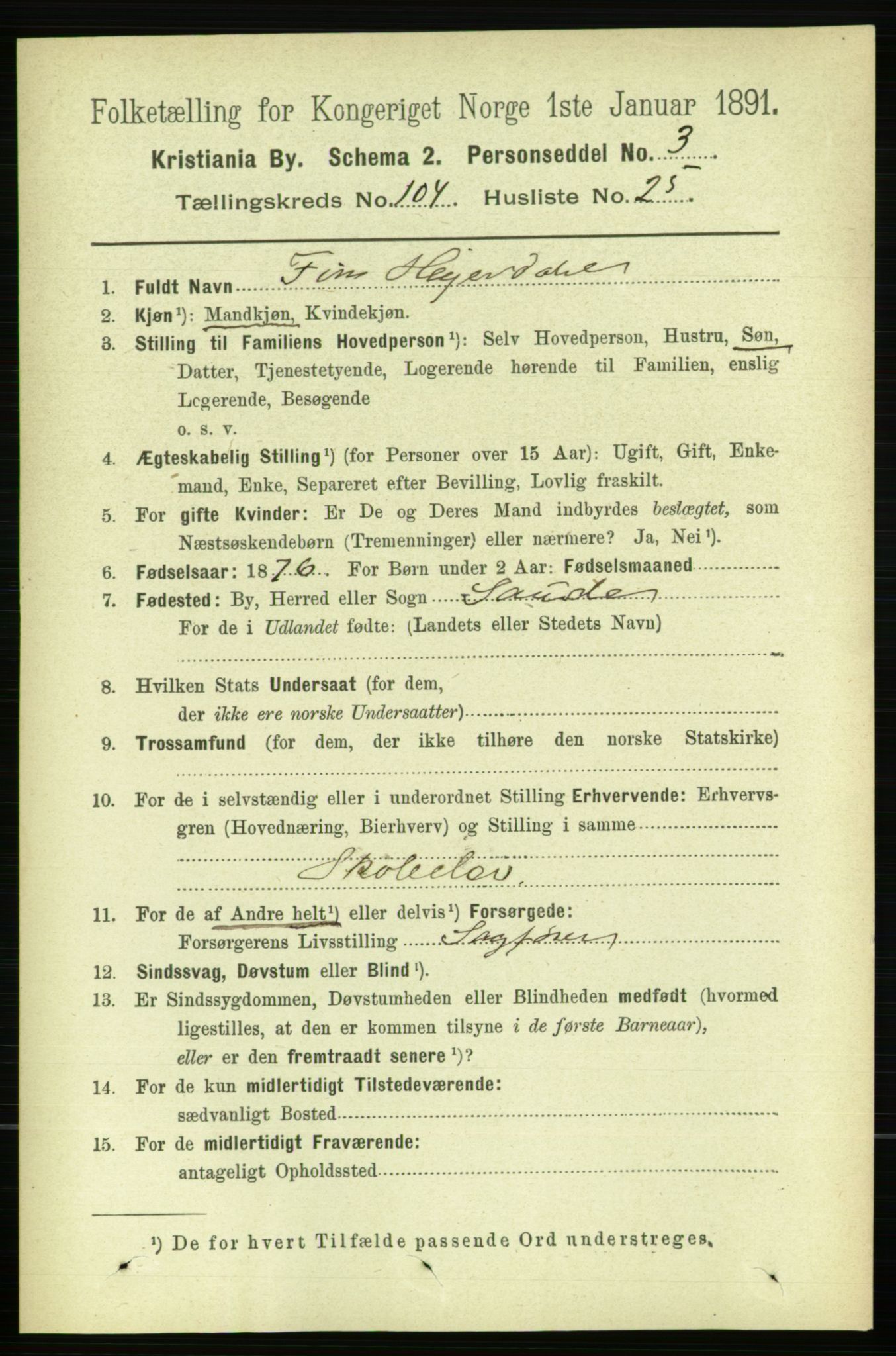 RA, 1891 census for 0301 Kristiania, 1891, p. 52700