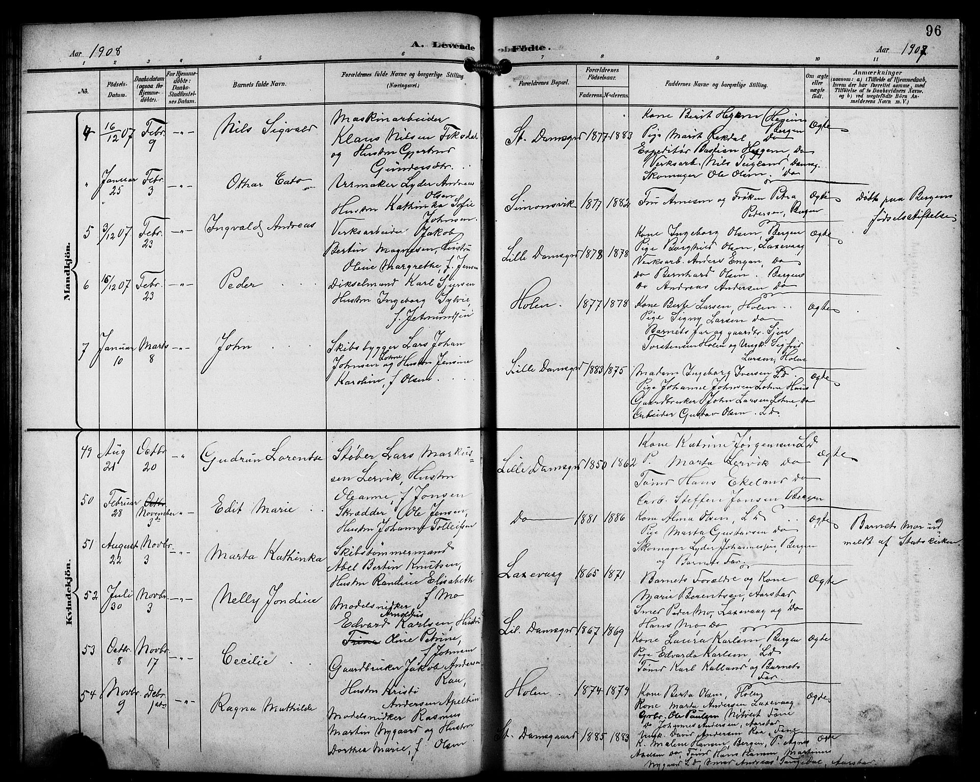 Laksevåg Sokneprestembete, SAB/A-76501/H/Ha/Hab/Haba/L0004: Parish register (copy) no. A 4, 1899-1909, p. 96