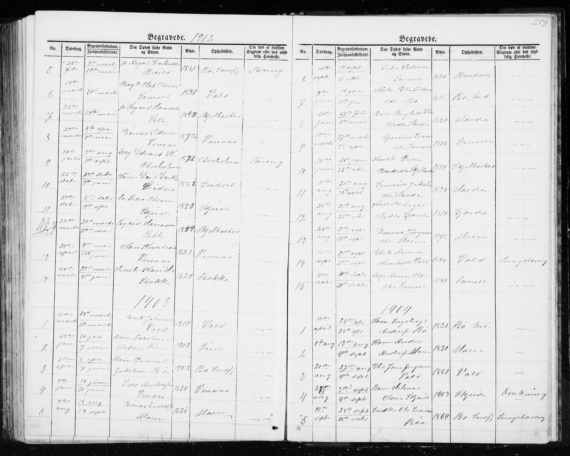 Ministerialprotokoller, klokkerbøker og fødselsregistre - Møre og Romsdal, SAT/A-1454/543/L0564: Parish register (copy) no. 543C02, 1867-1915, p. 259