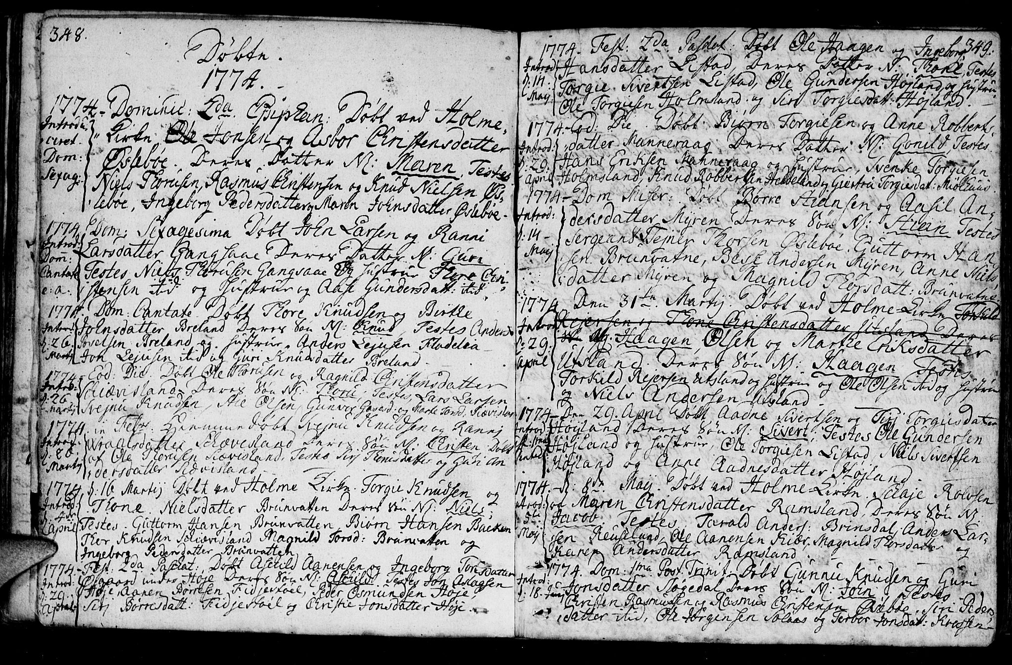 Holum sokneprestkontor, SAK/1111-0022/F/Fa/Fac/L0001: Parish register (official) no. A 1, 1773-1820, p. 348-349