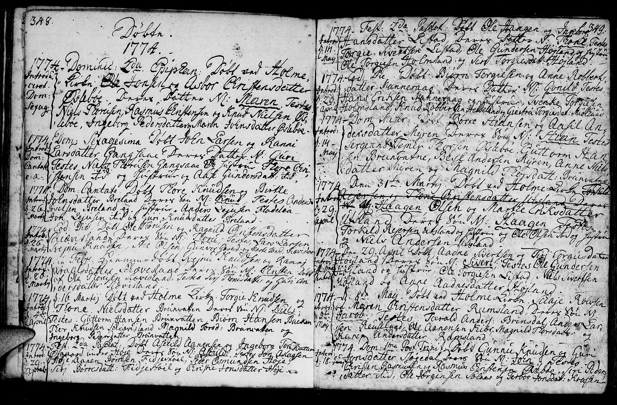 Holum sokneprestkontor, AV/SAK-1111-0022/F/Fa/Fac/L0001: Parish register (official) no. A 1, 1773-1820, p. 348-349