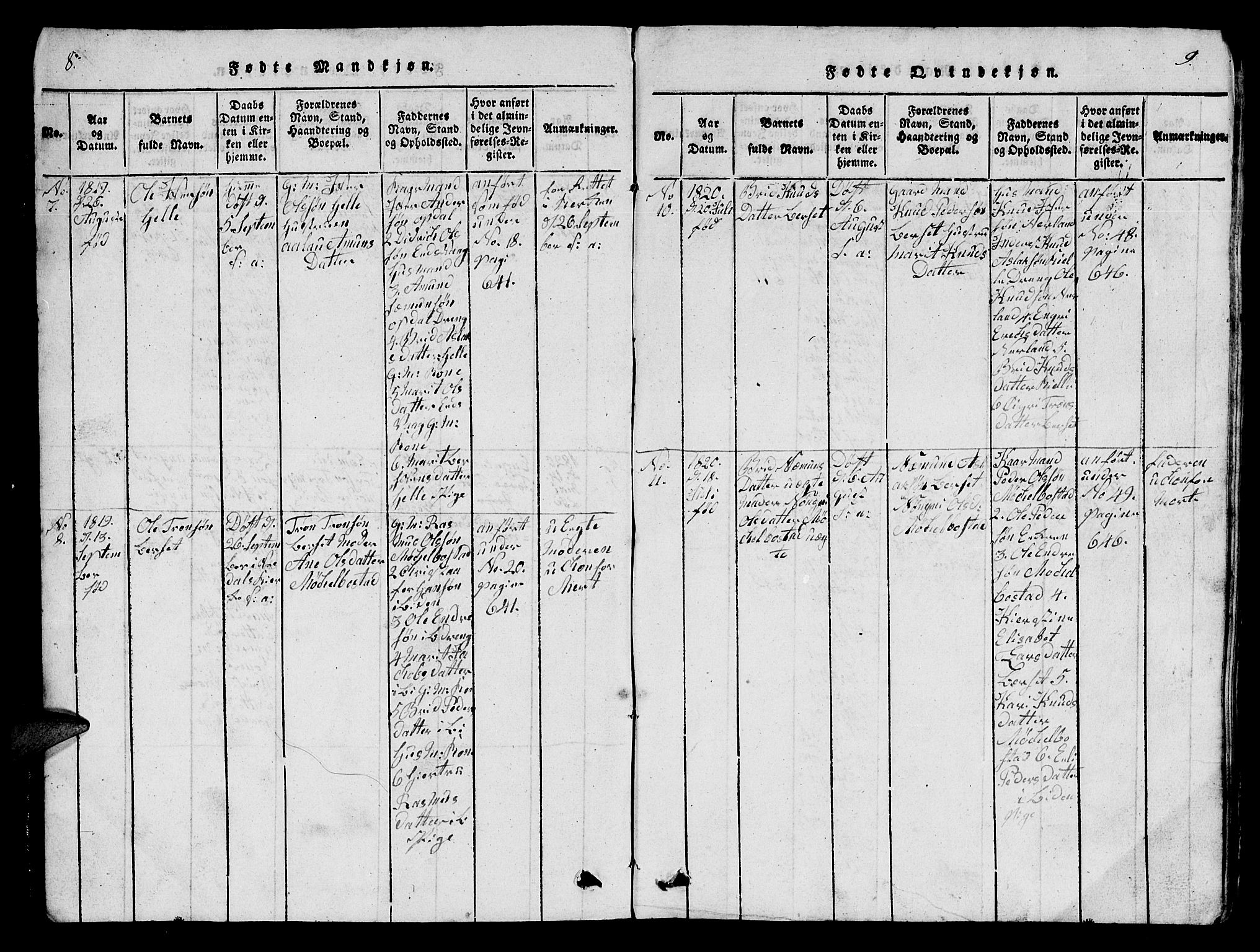 Ministerialprotokoller, klokkerbøker og fødselsregistre - Møre og Romsdal, AV/SAT-A-1454/554/L0644: Parish register (copy) no. 554C01, 1818-1851, p. 8-9