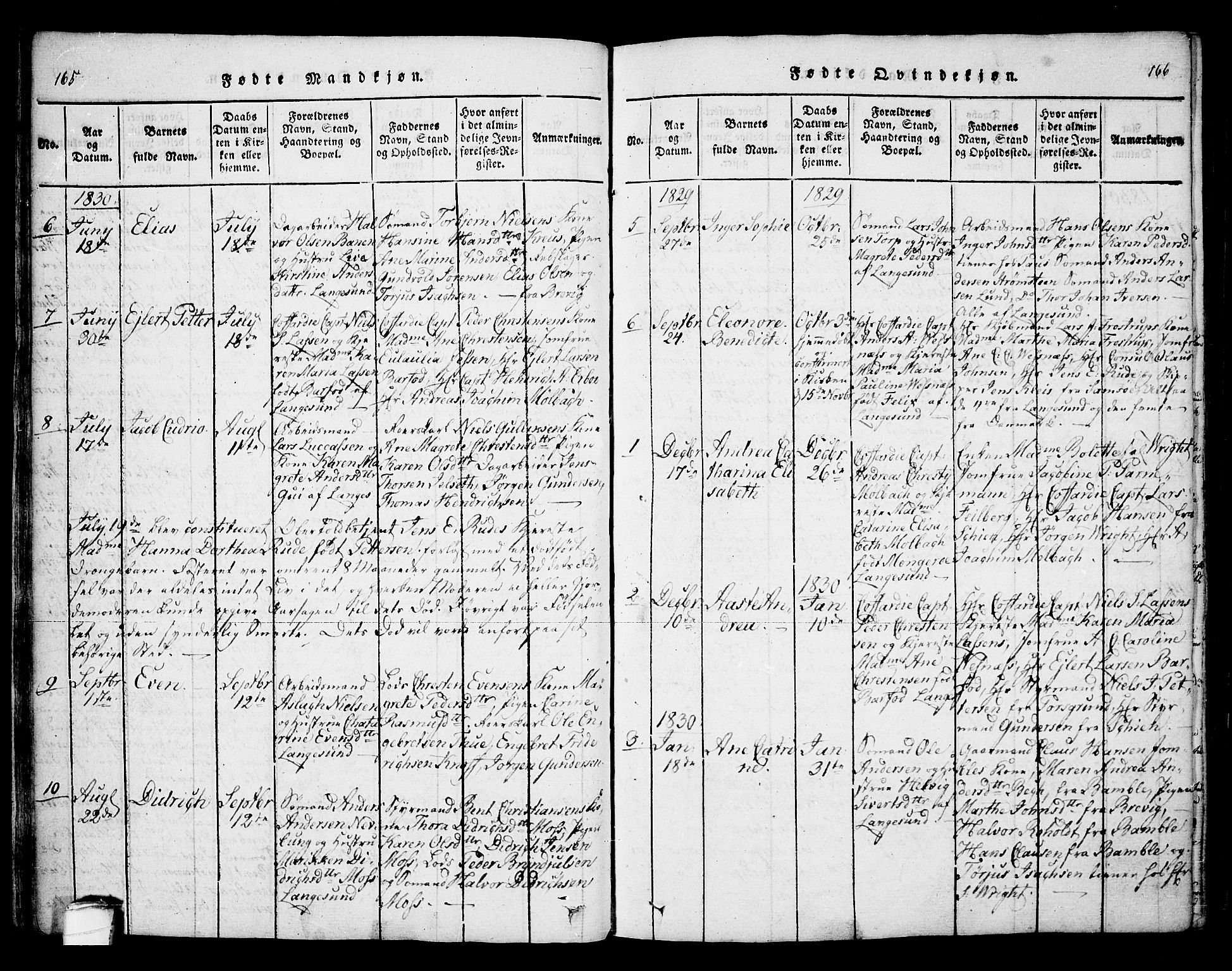 Bamble kirkebøker, SAKO/A-253/F/Fa/L0003: Parish register (official) no. I 3 /2, 1815-1834, p. 165-166